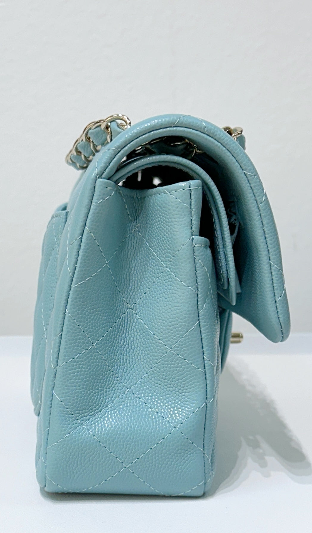 Chanel Small Classic Caviar Double Flap Tiffany Blue 20C GHW