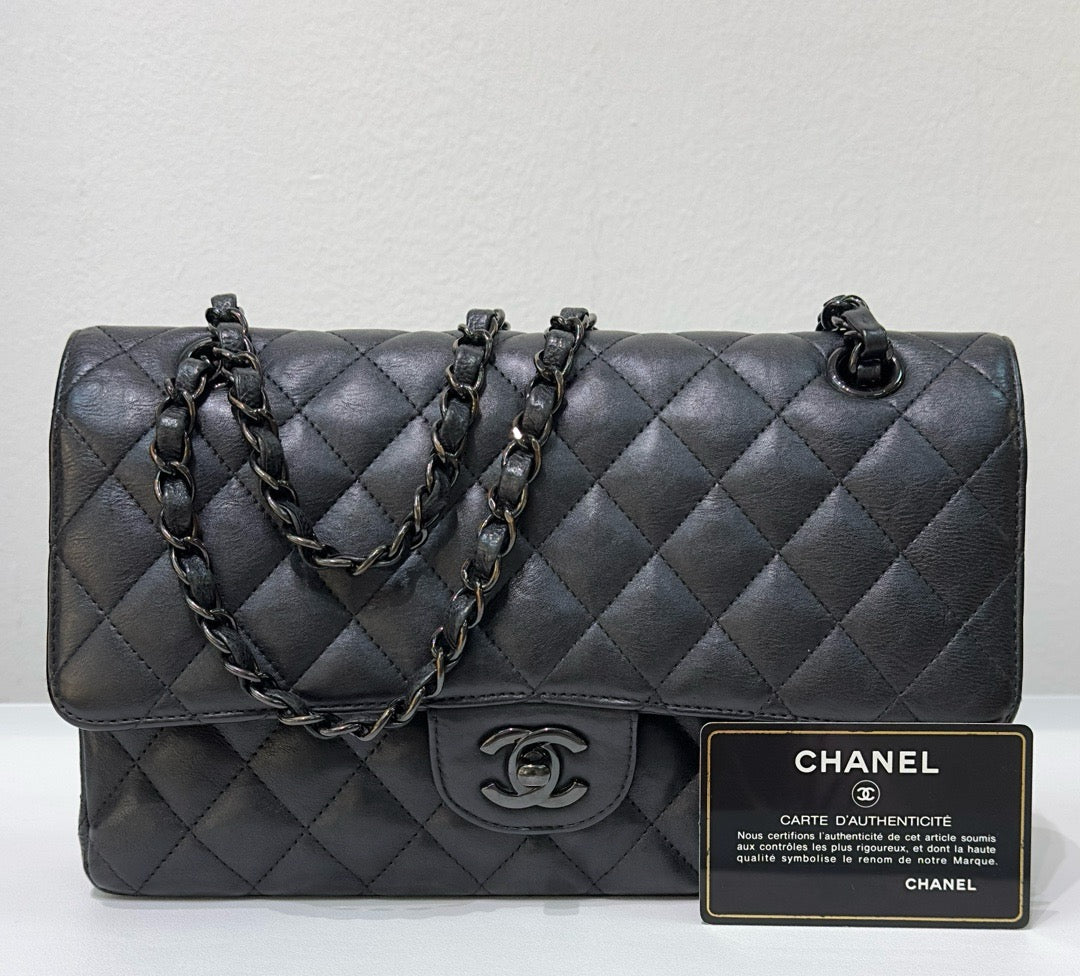 Chanel Medium Calfskin Classic So Black Double Flap Bag