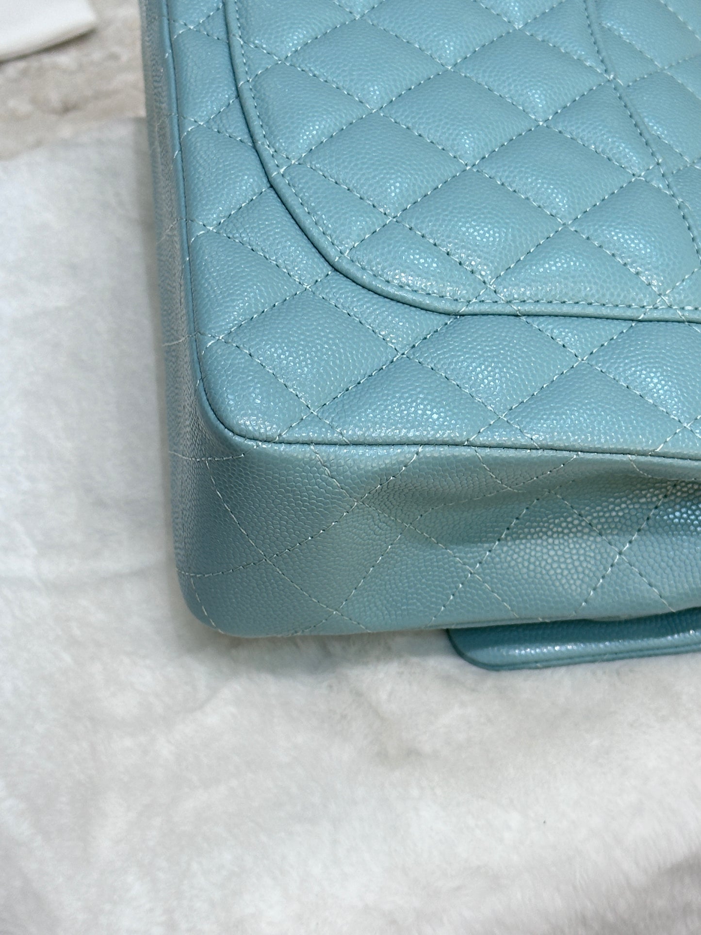 Chanel 20C Small Classic Double Flap Tiffany Blue Caviar GHW