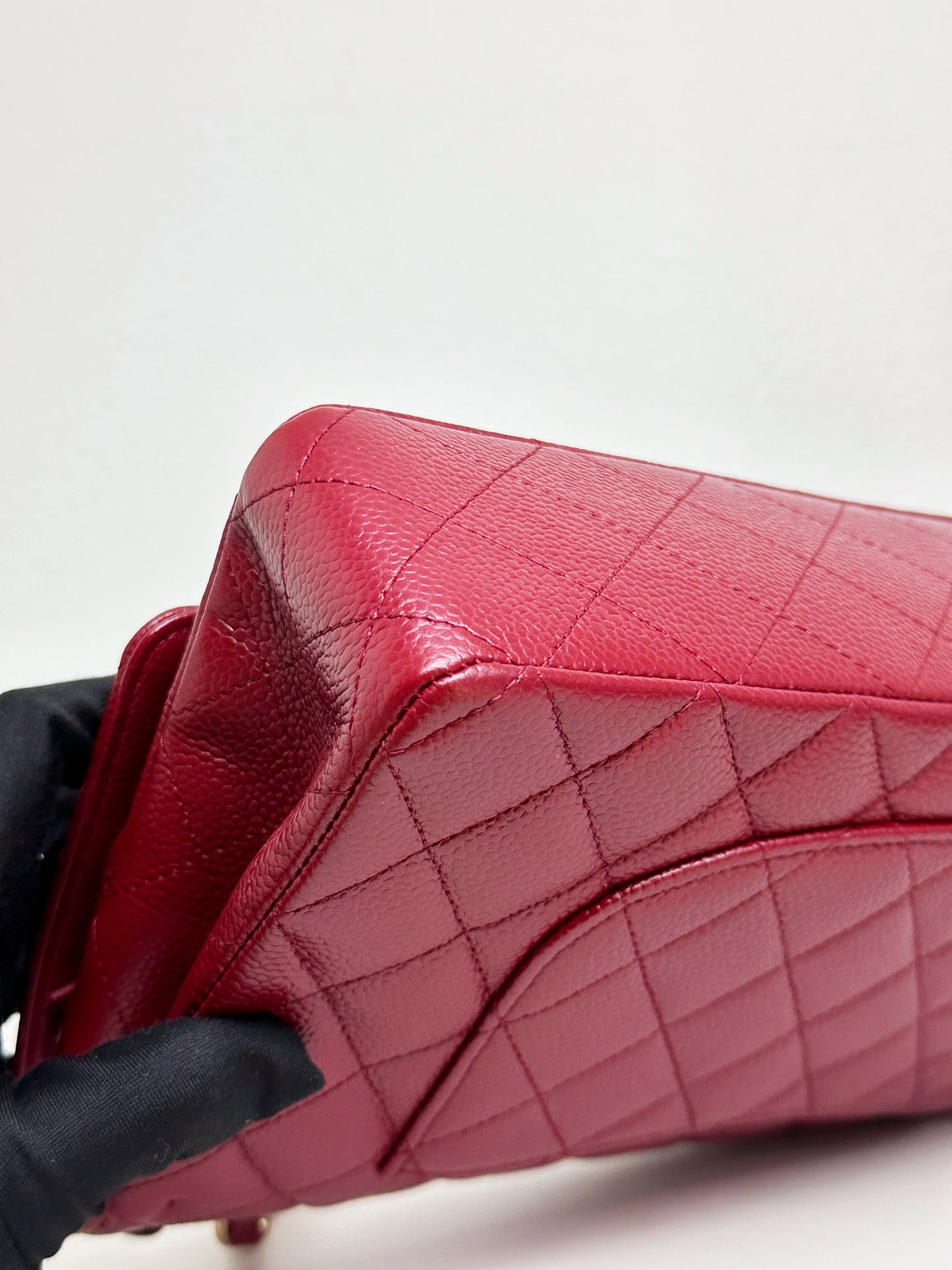 Chanel Caviar Classic Quilted Medium Double Flap Bordeaux Bag 1307 holo card