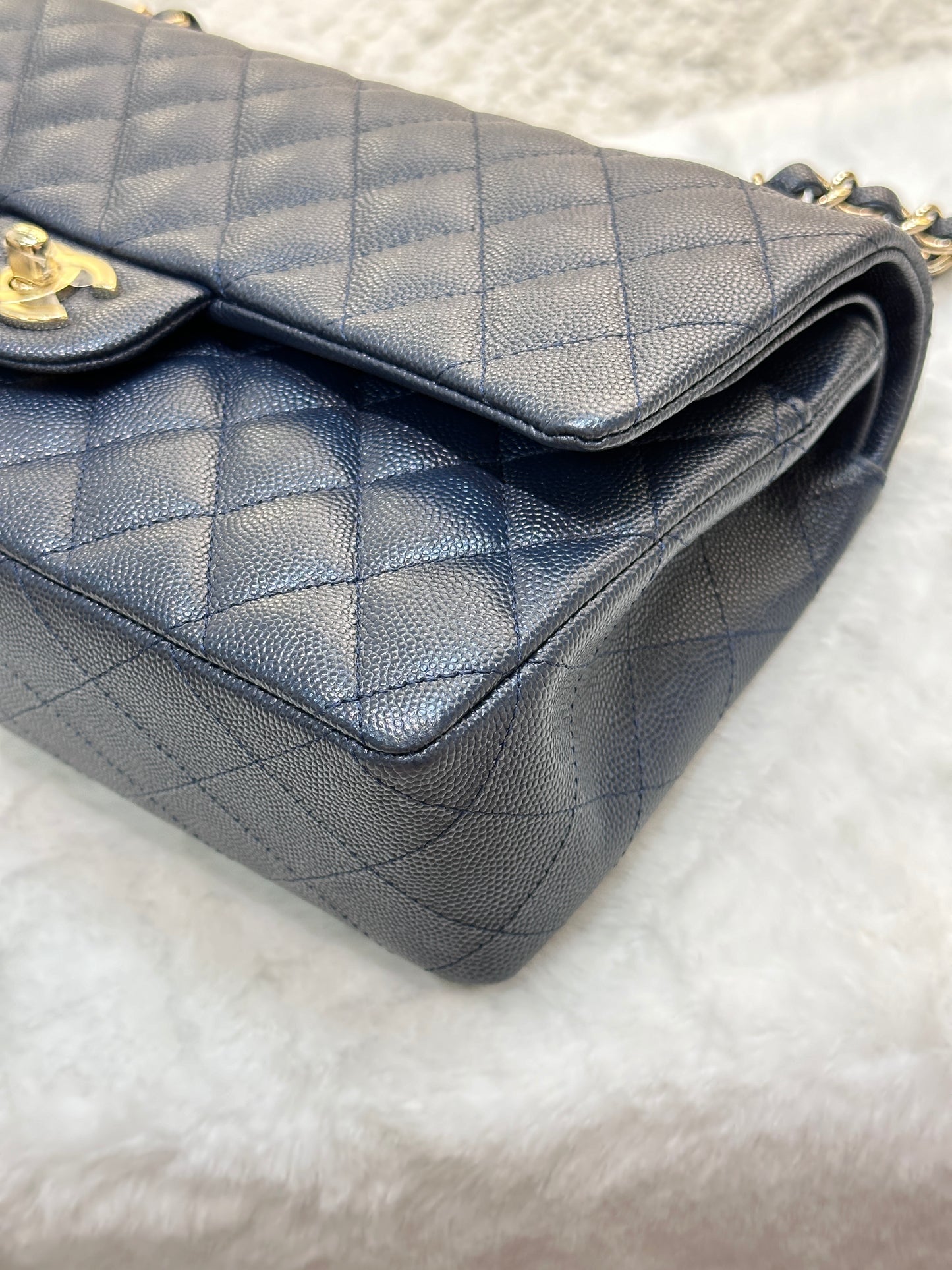 CHANEL Caviar Quilted Medium Double Flap 18B Navy