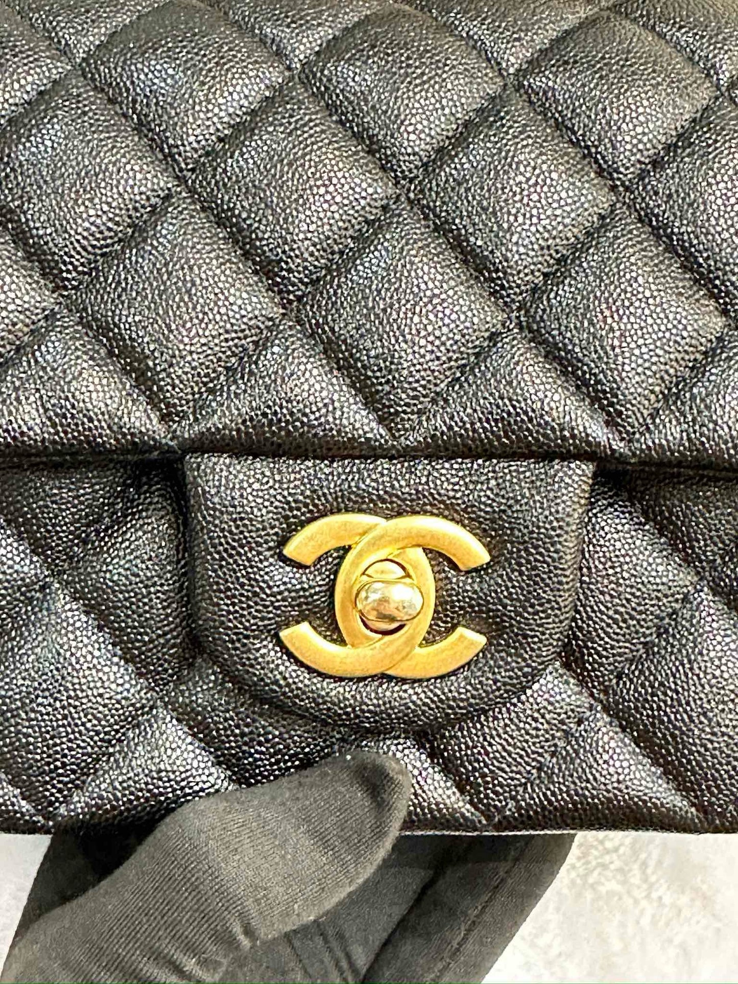 Chanel Mini Rectangular Top Handle Flap Bag Black Caviar Gold Hardware 21S