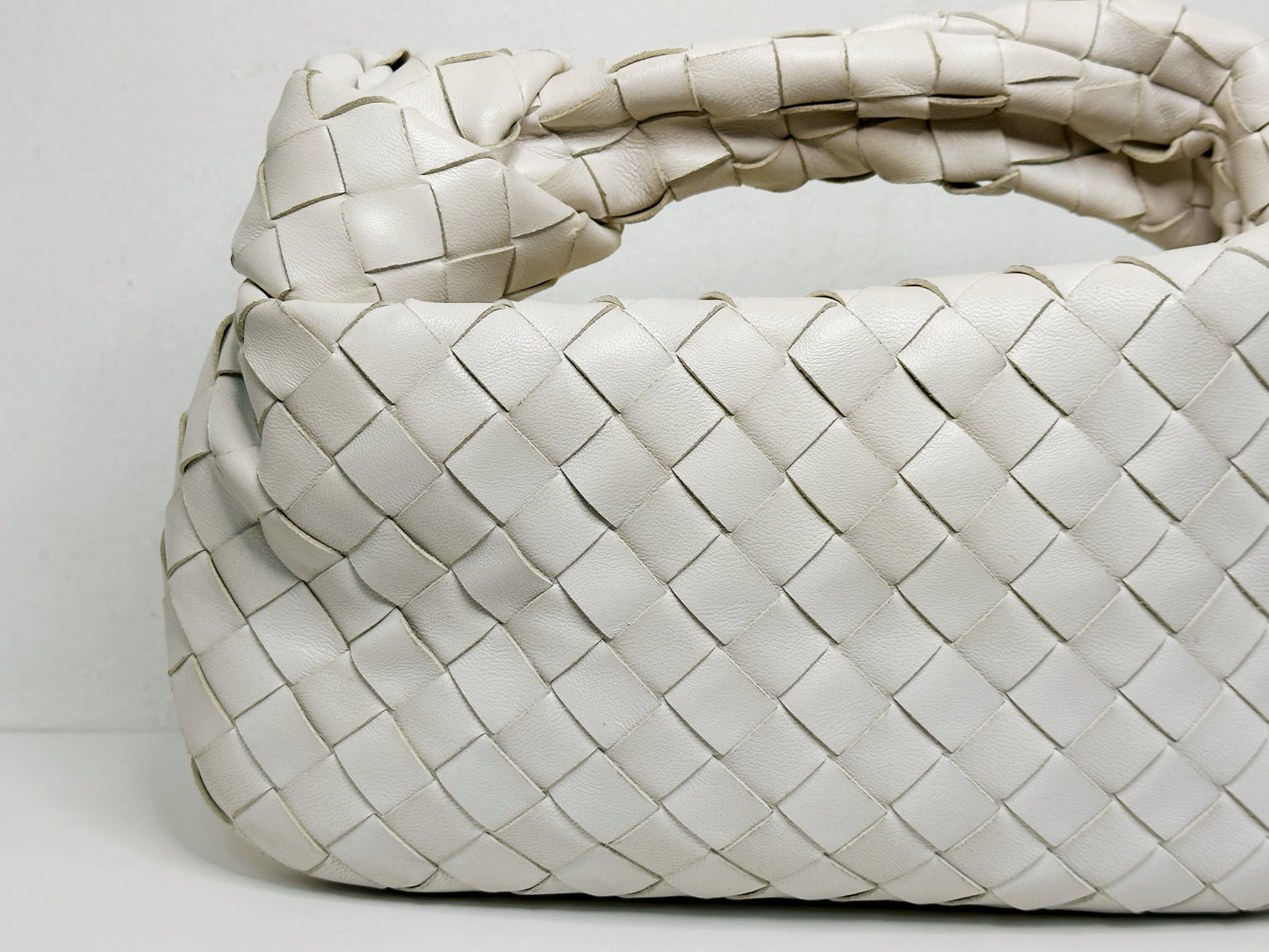Bottega Veneta White Intrecciato Leather Mini Jodie Bag