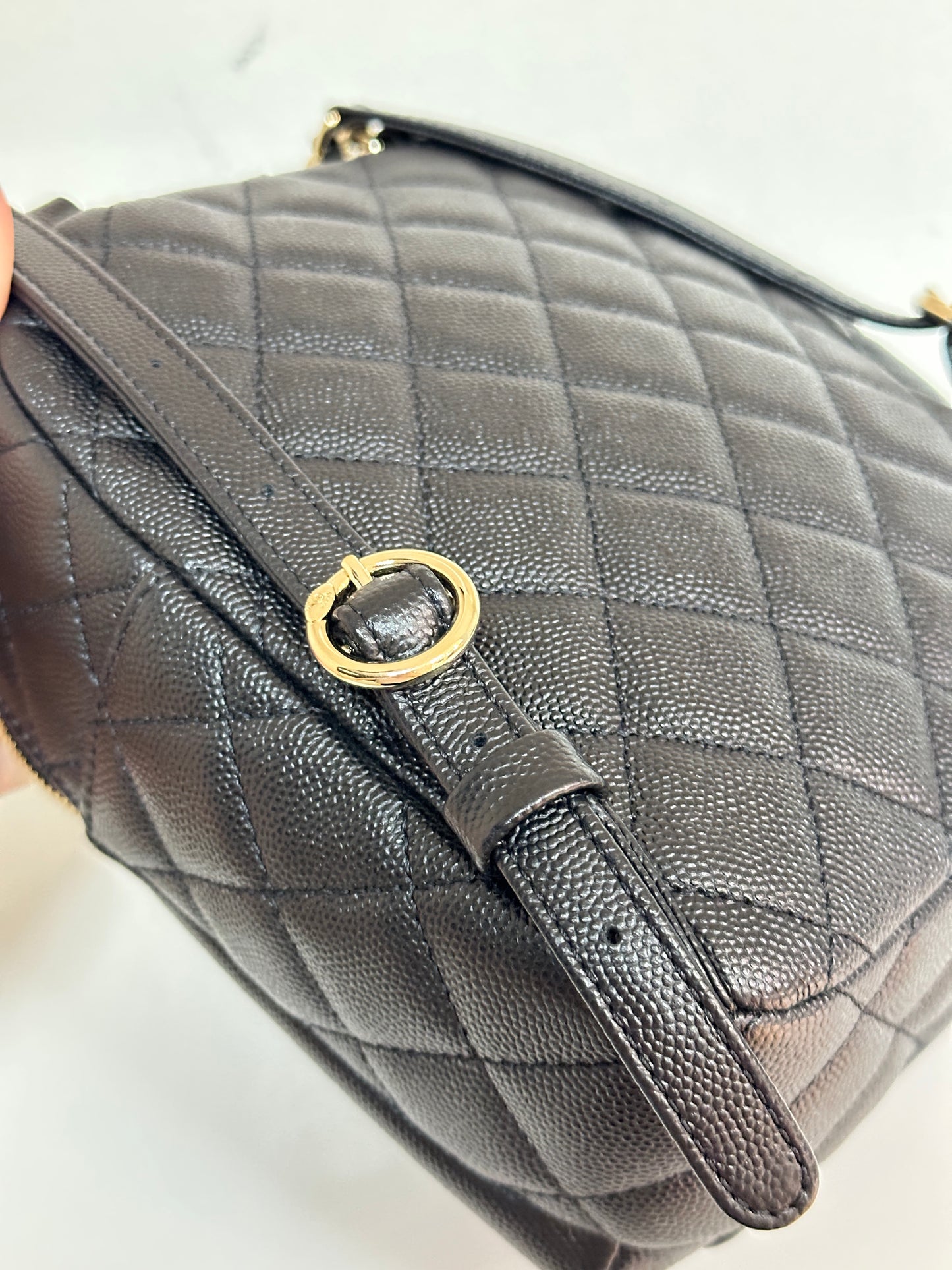 Chanel CC Day Backpack Quilted Caviar Mini Black 2687 holo card