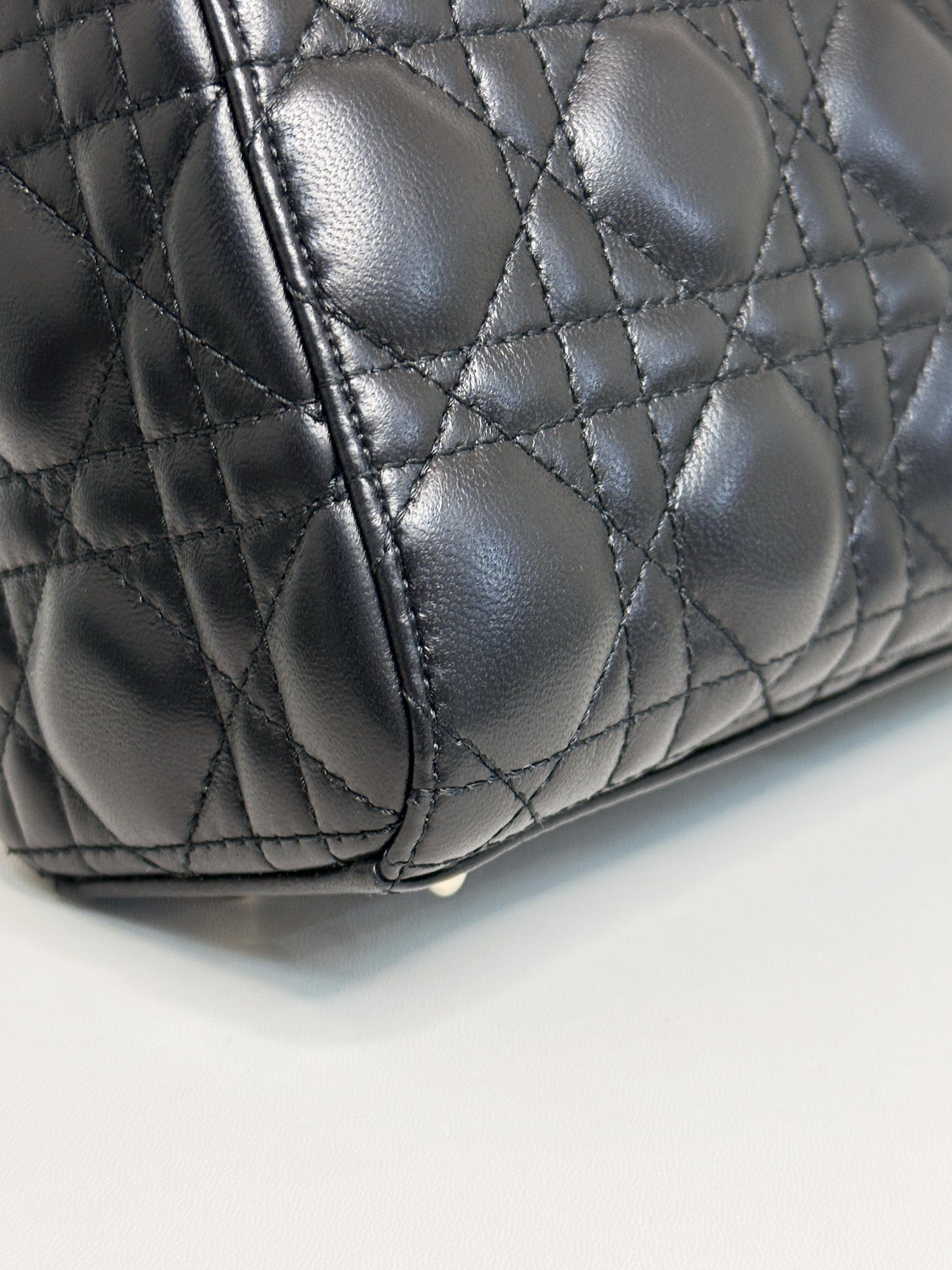 Christian Dior Small Cannage Lambskin My Lady Dior ABC Bag Black GHW