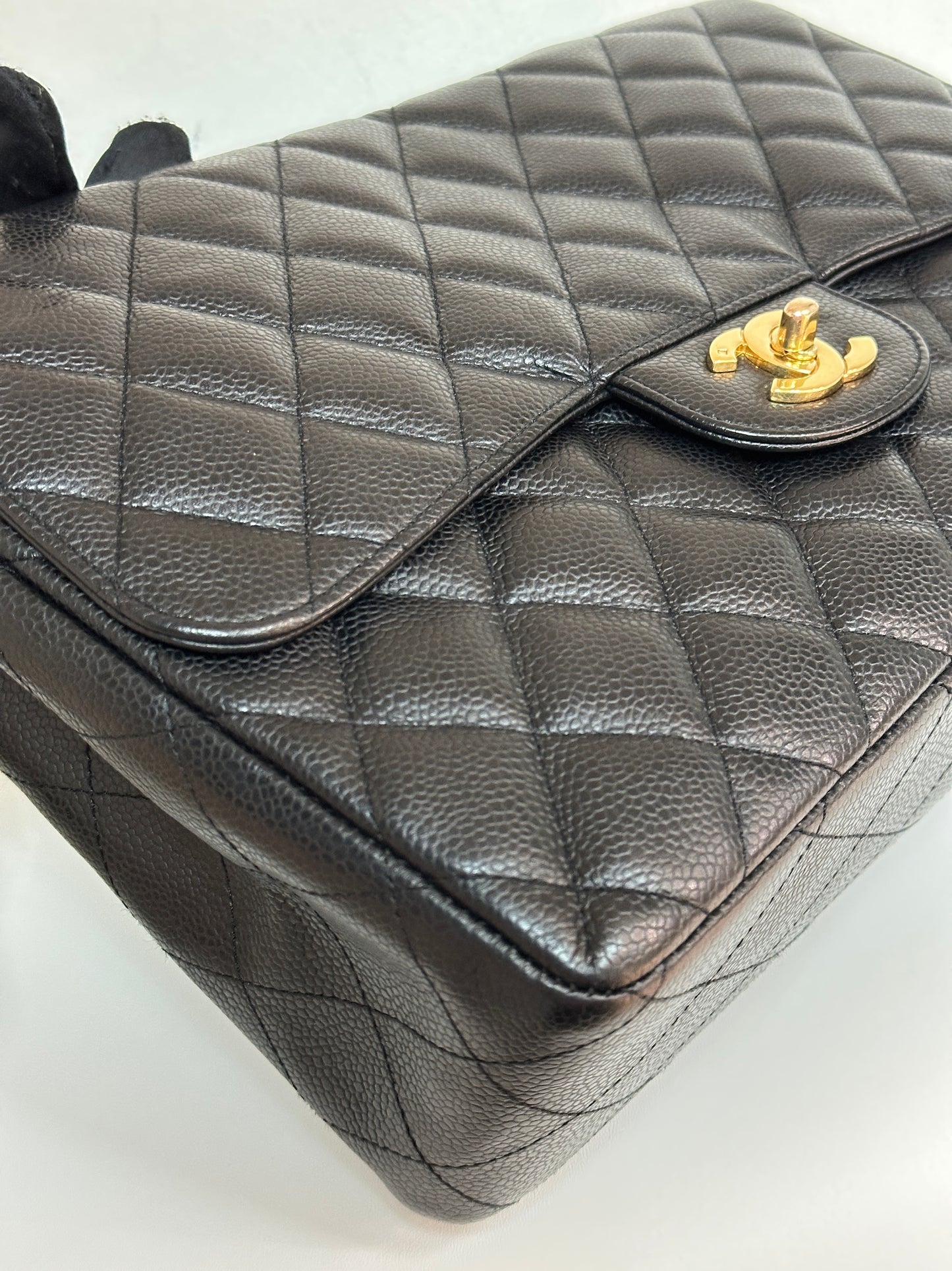 Chanel Jumbo Classic Single Flap Caviar Leather Black 1249 holo