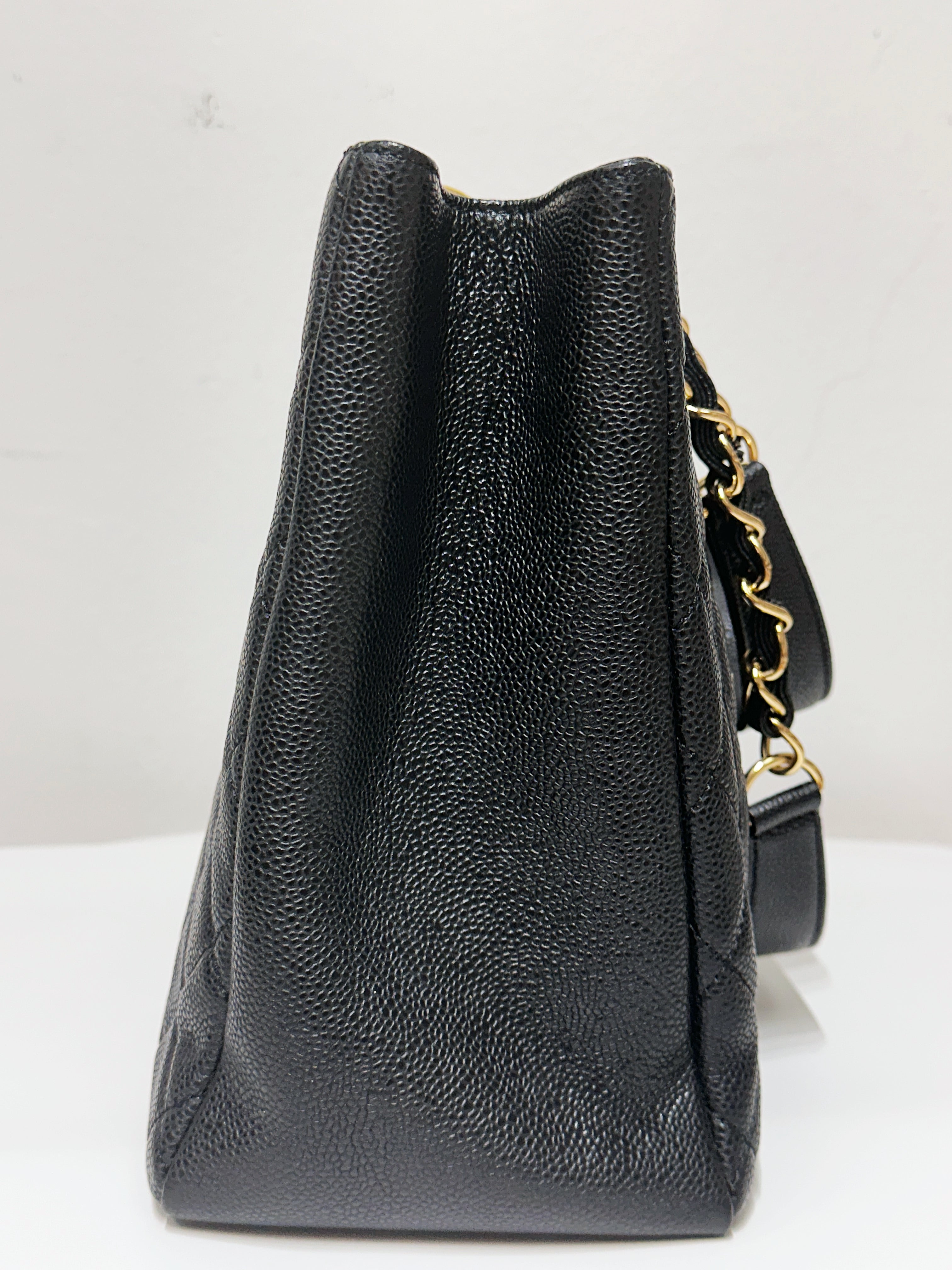 Chanel Caviar Grand Shopping Tote GST Black GHW 1640 holo card