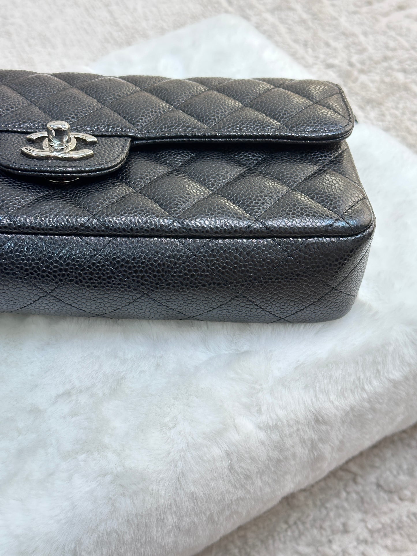 Chanel Caviar East West Flap Bag Black SHW