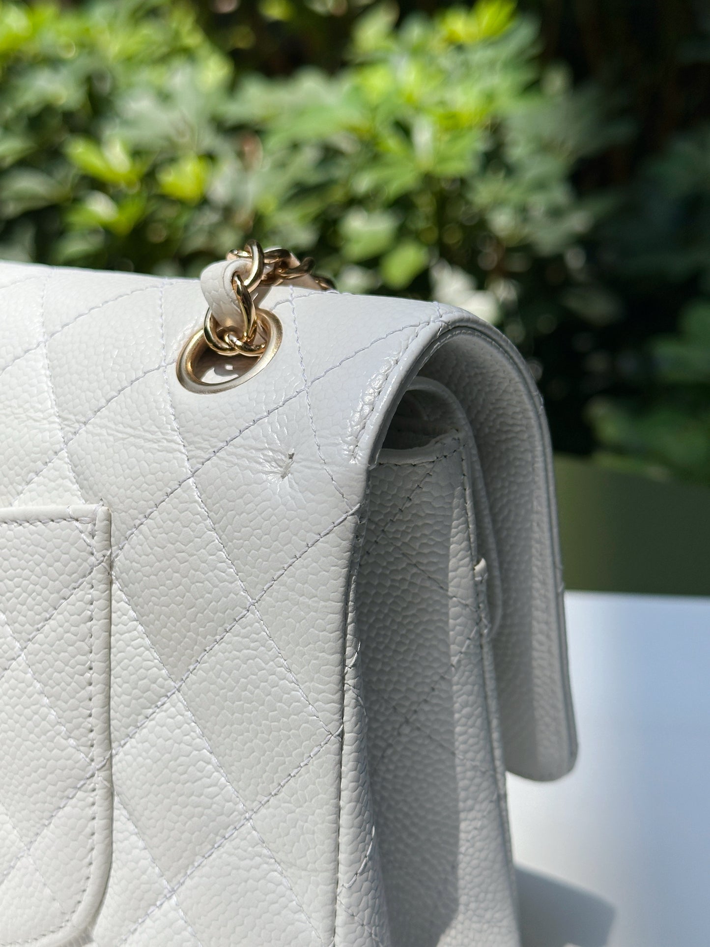 Chanel White Caviar Medium Classic Double Flap Bag 1350 holo