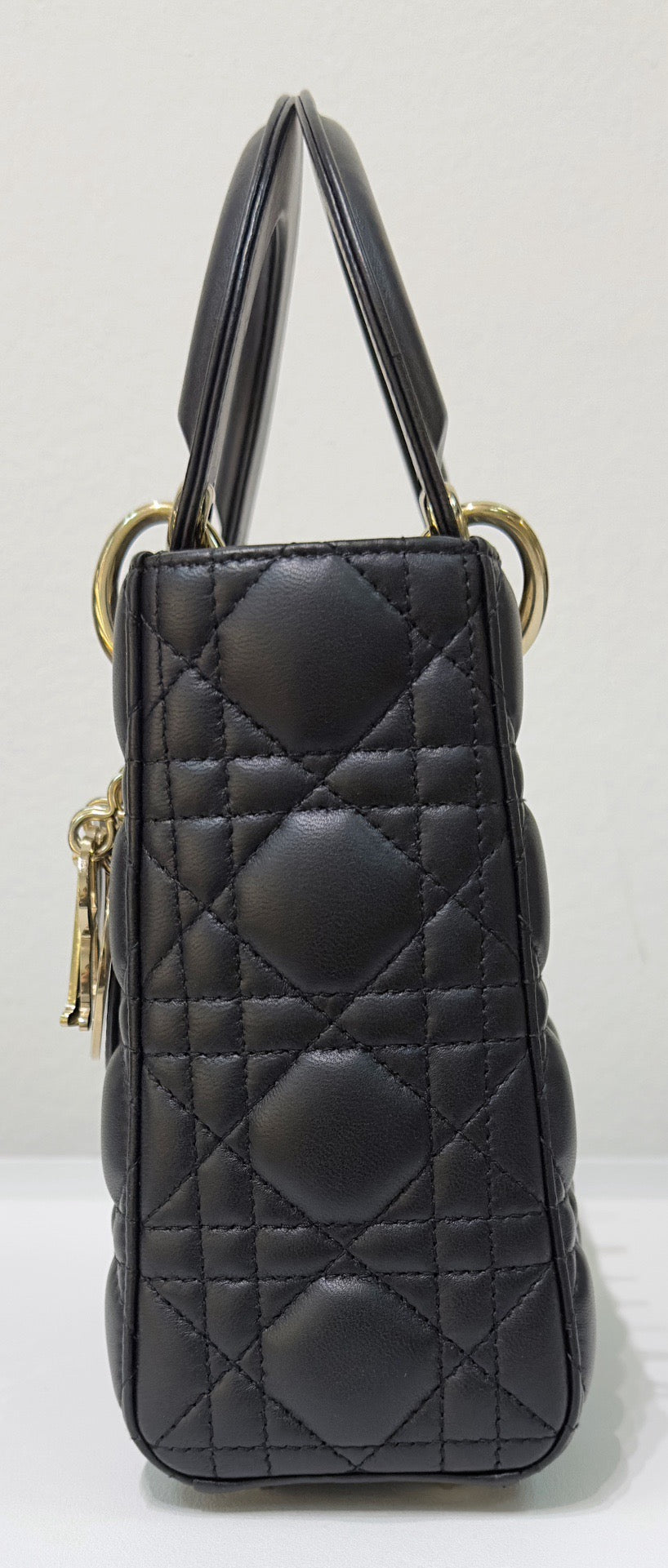 Christian Dior Small Cannage Lambskin My Lady Dior ABC Bag Black GHW