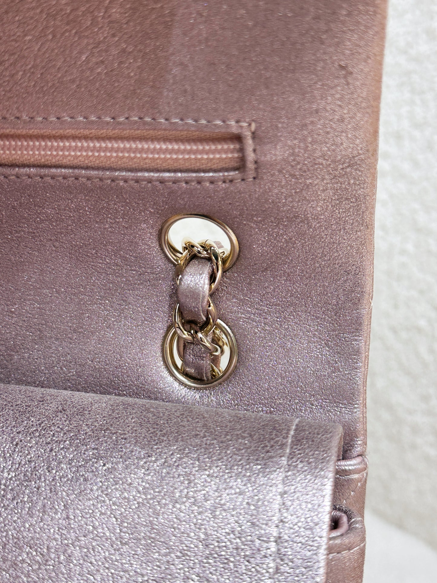 Chanel Classic Quilted Medium Double Flap Iridescent Pink (Calfskin)LGHW 1998 holo card