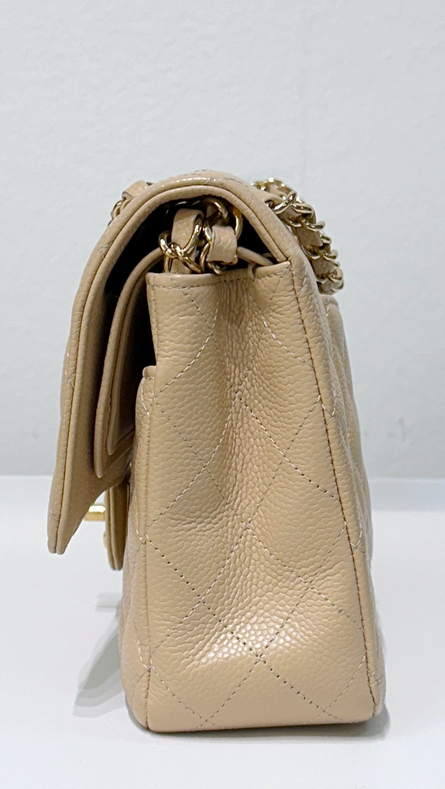 Chanel Medium Caviar Classic Double Flap Bag Beige