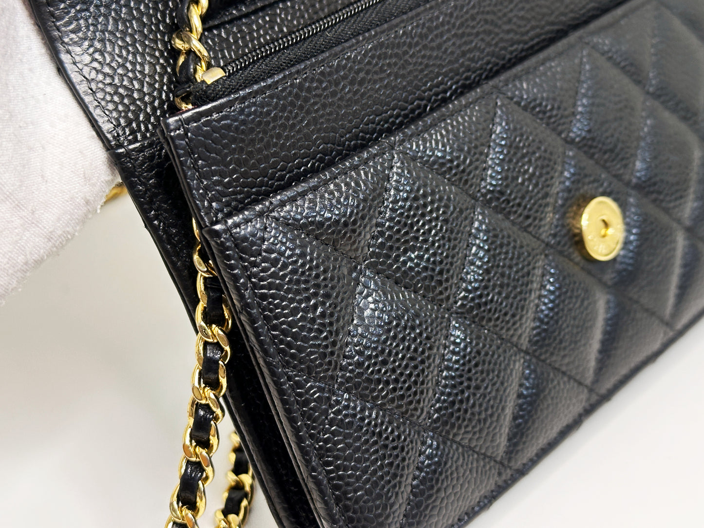 Chanel Classic Wallet on Chain Caviar Black GHW 2859 Holo card