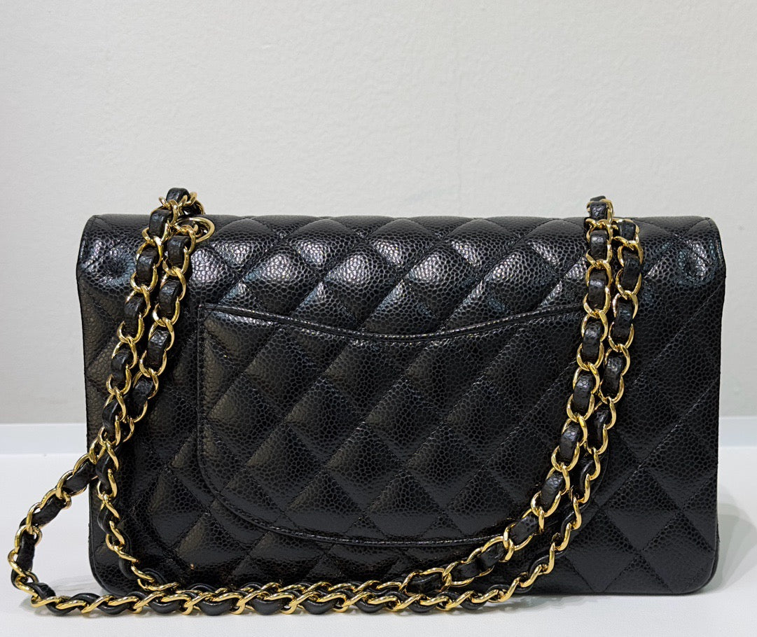 Chanel Medium Quilted Caviar Classic Double Flap Bag Black GHW