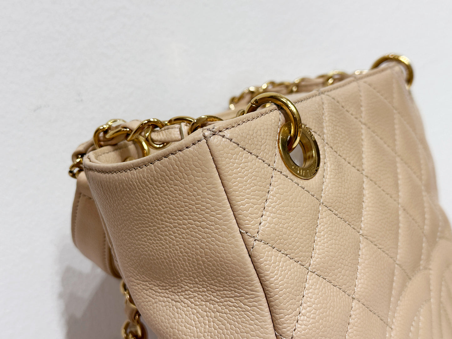 Chanel Caviar Quilted Petit Shopping Tote PST Beige GHW 1551 holo