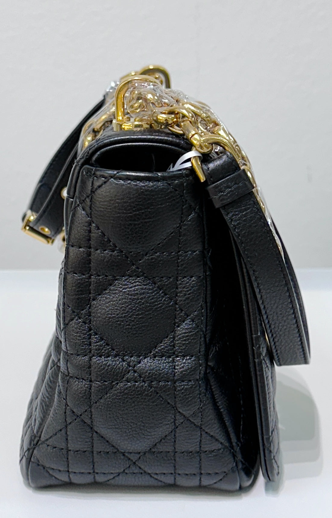 Dior Medium Caro Bag Supple Cannage Calfskin Black GHW