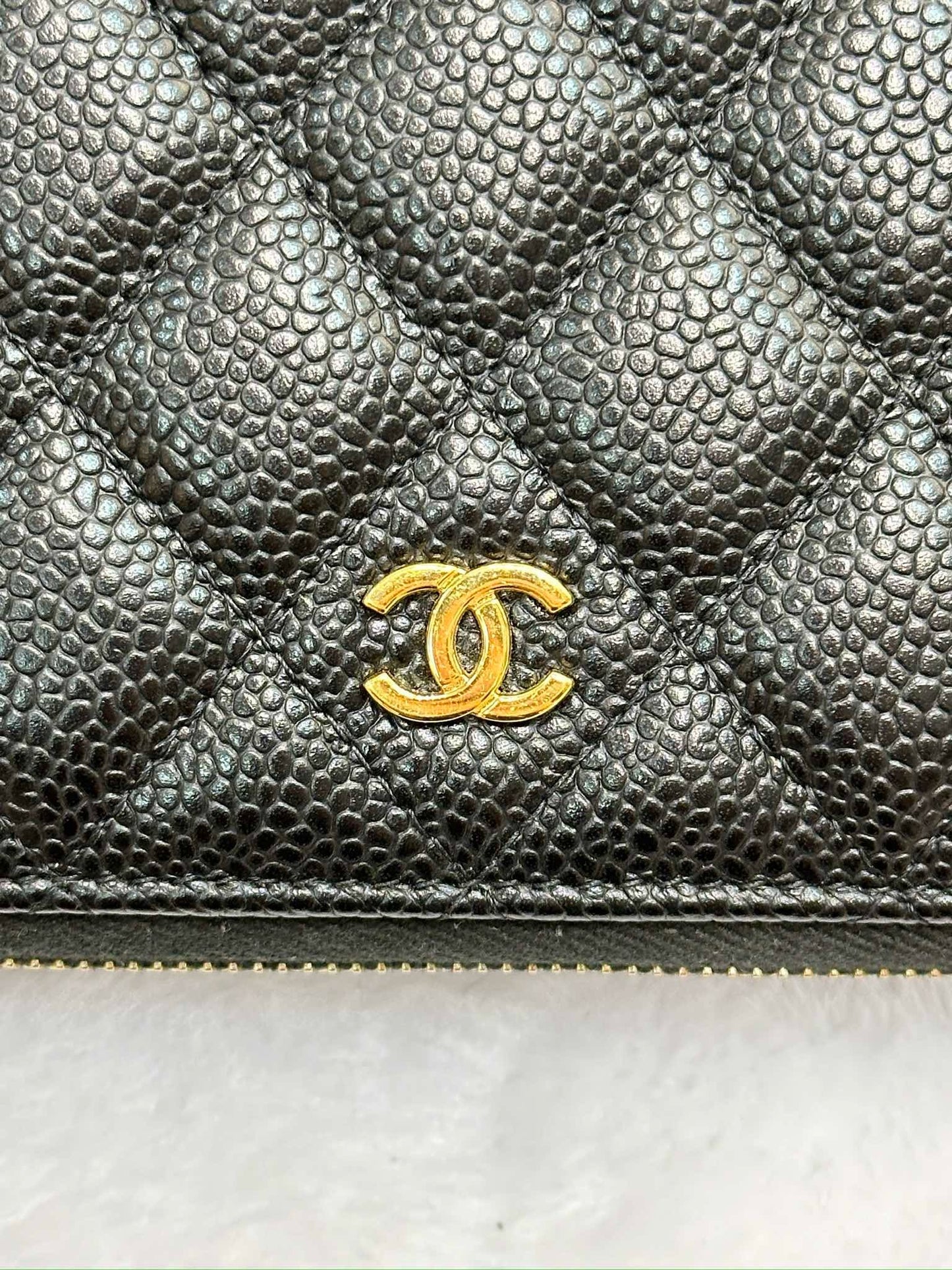 Chanel Caviar Long Zip Wallet Black GHW