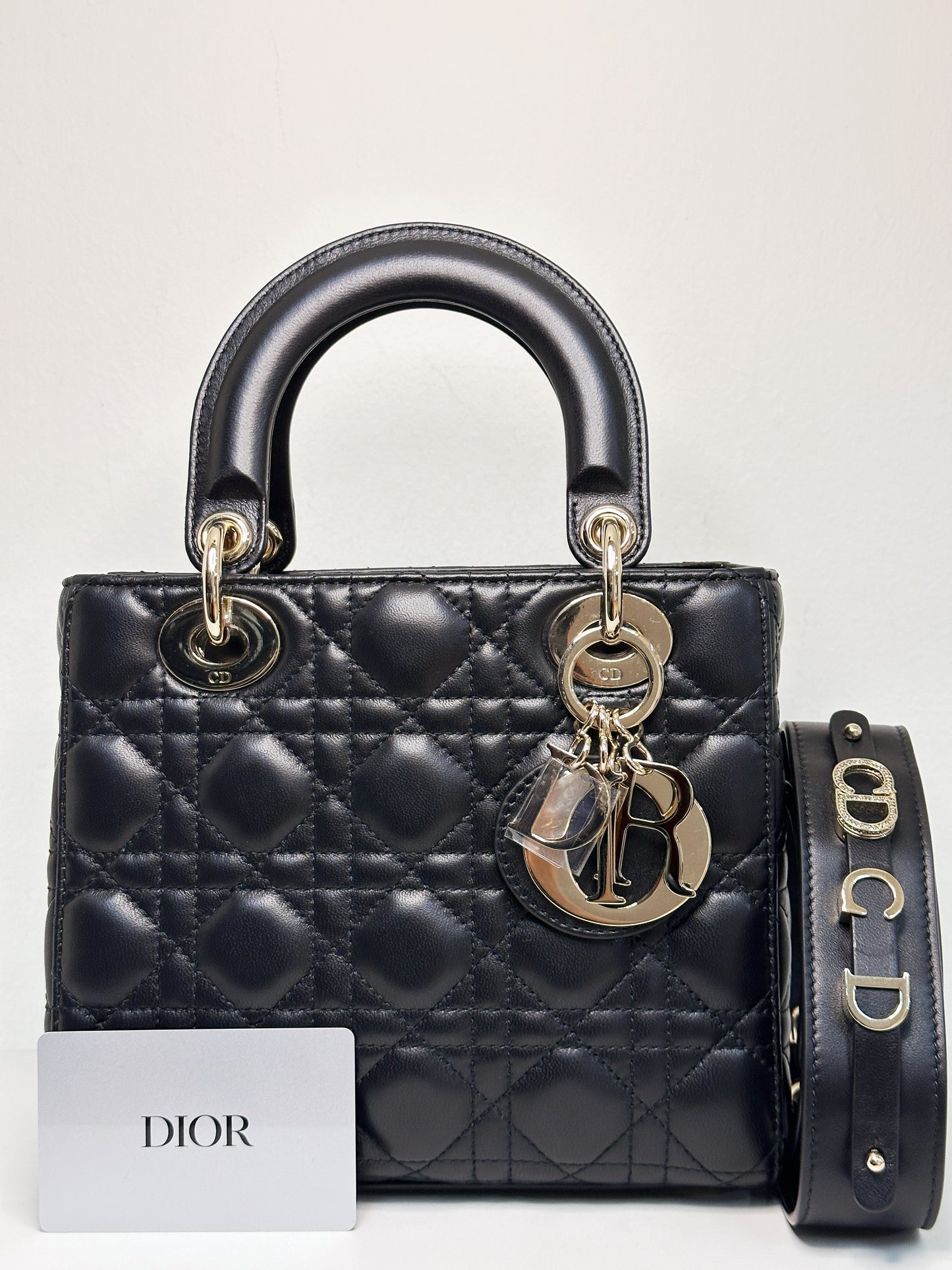 Christian Dior Small Cannage Lambskin My Lady Dior ABC Bag Black GHW