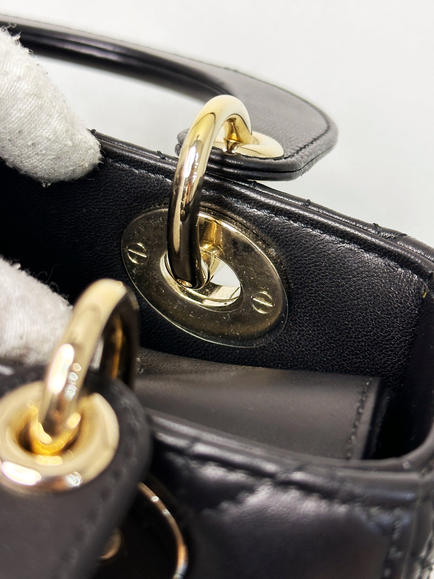 Christian Dior Small Cannage Lambskin My Lady Dior ABC Bag Black GHW