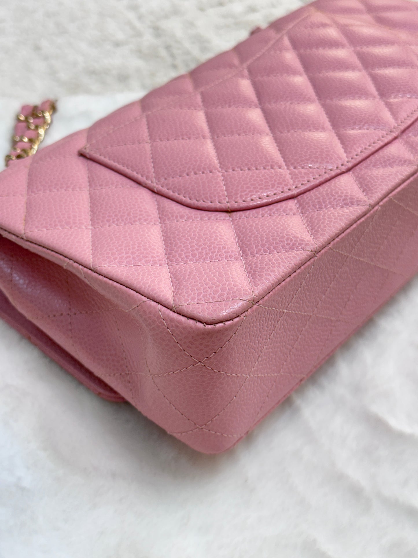 Chanel Medium Vintage Sakura Pink Caviar Classic Double Flap Bag 24K GHW