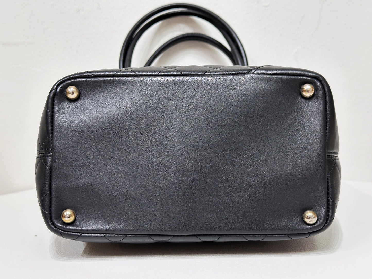 Chanel Calfskin Cambon Line Medium Tote Bag Black 1531 holo