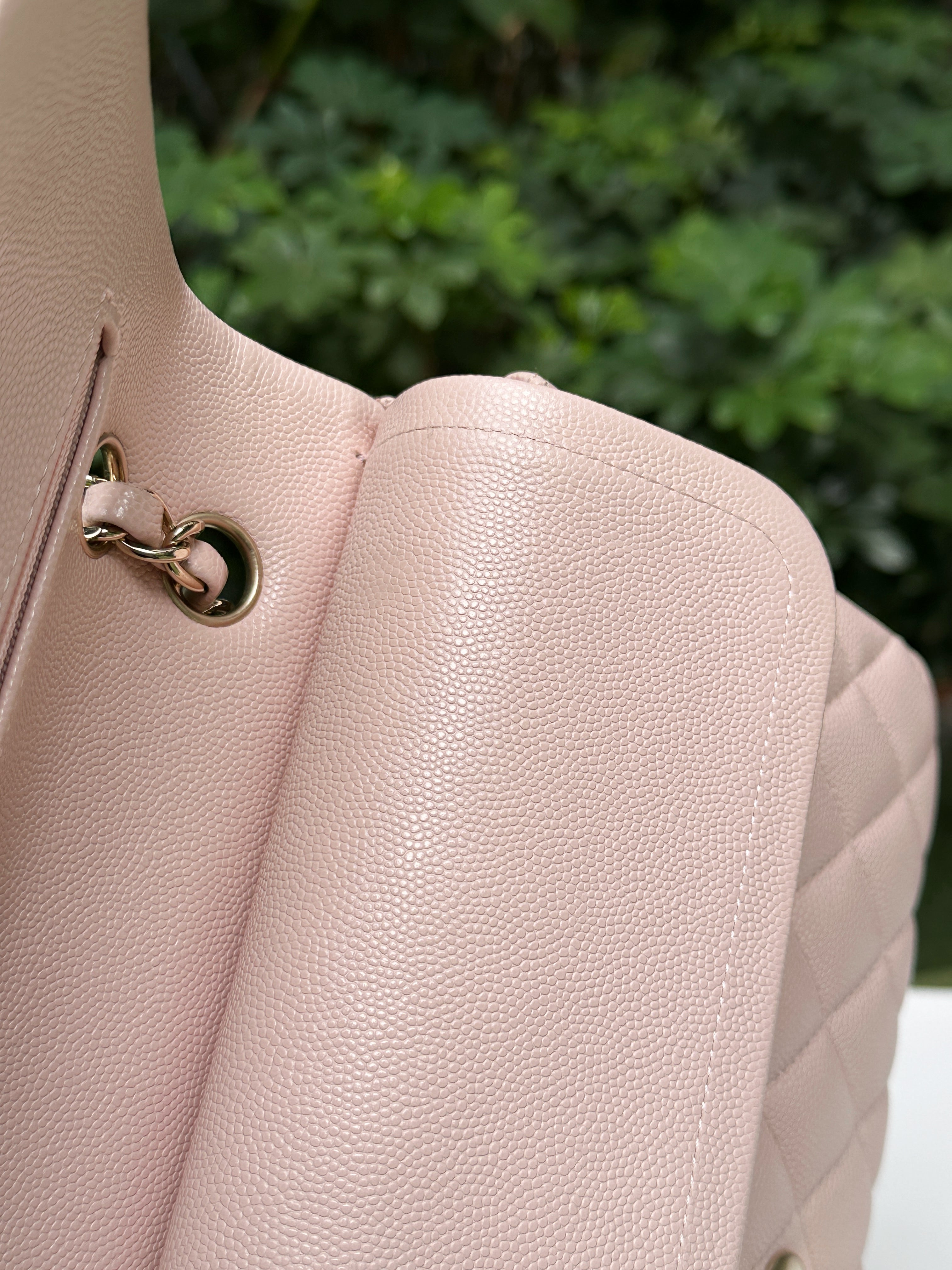 Chanel Medium Caviar Quilted Double Flap Light Pink 21ＣOutside