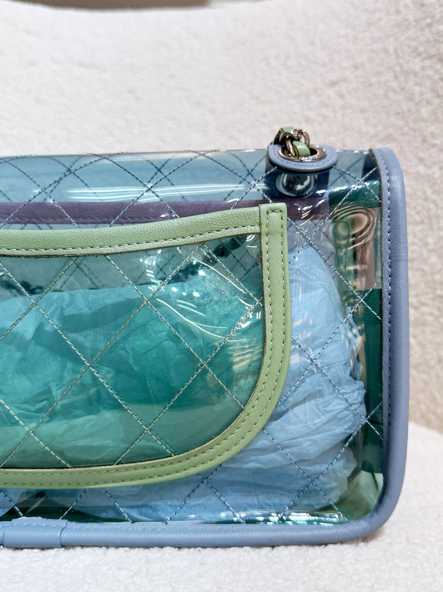 Chanel Coco Splash PVC Medium Flap Bag Blue/Green/Pink 2562 holo