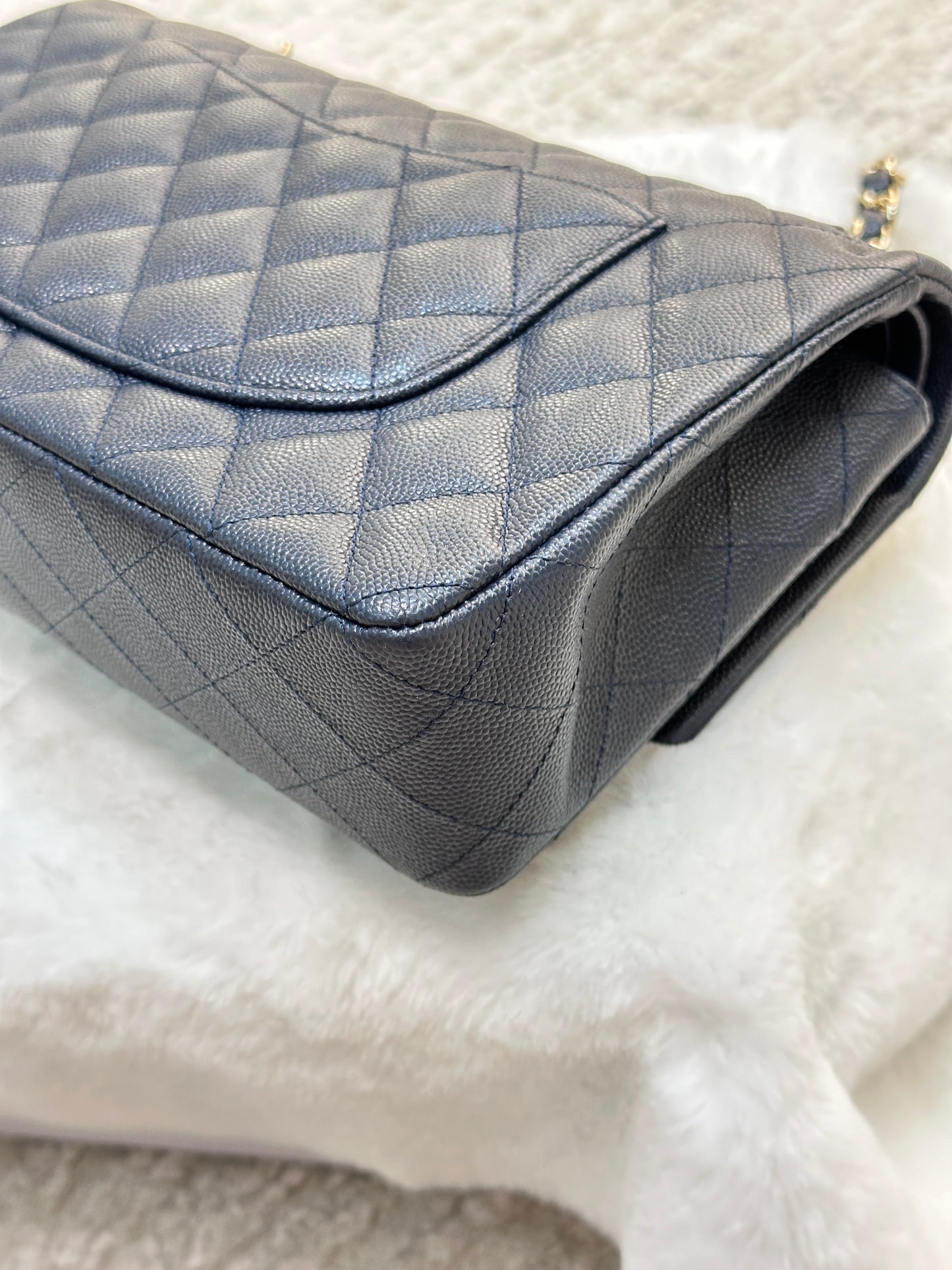 CHANEL Caviar Quilted Medium Double Flap 18B Navy