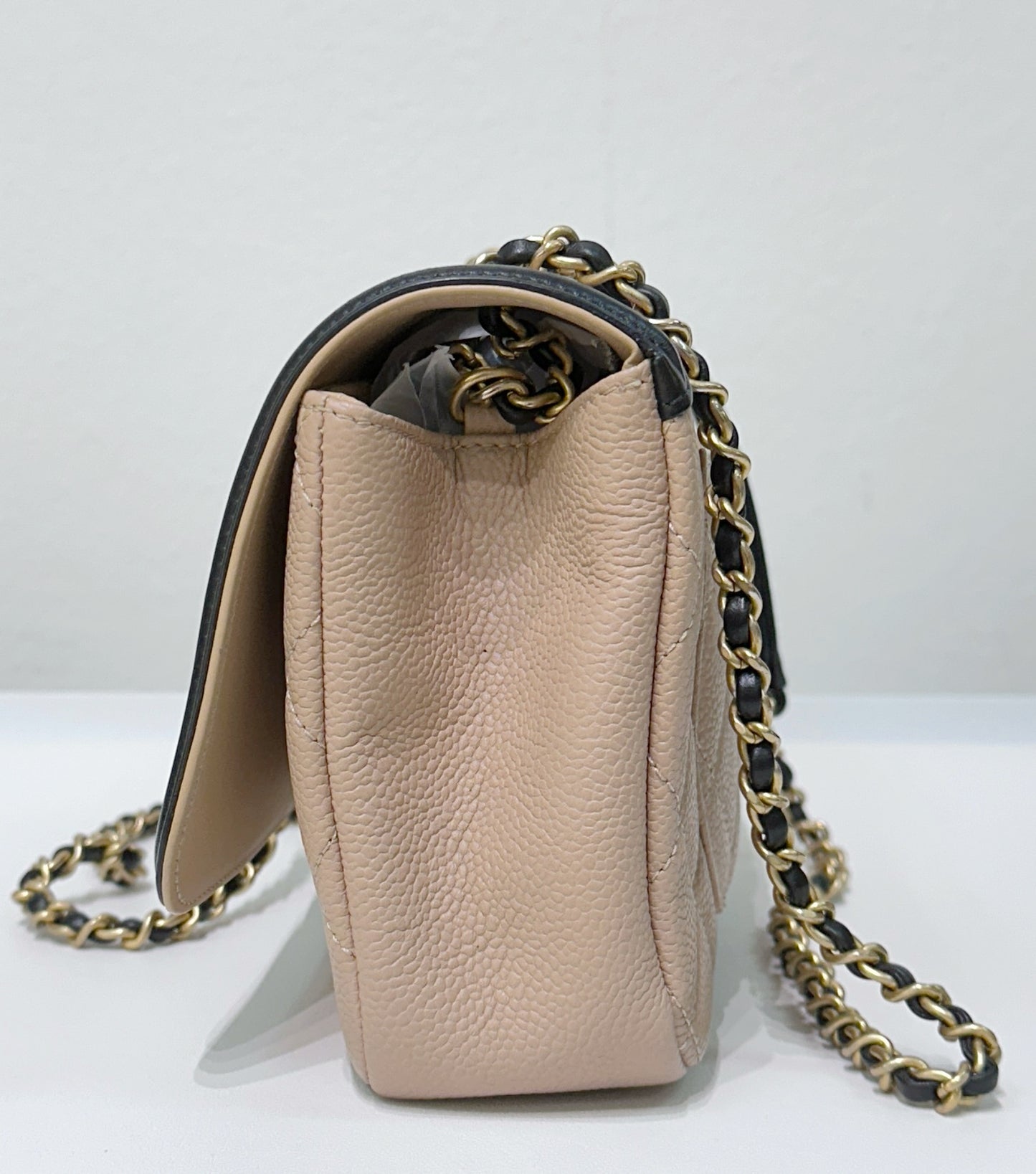 Chanel Small Caviar Quilted CC Filigree Flap Beige Black