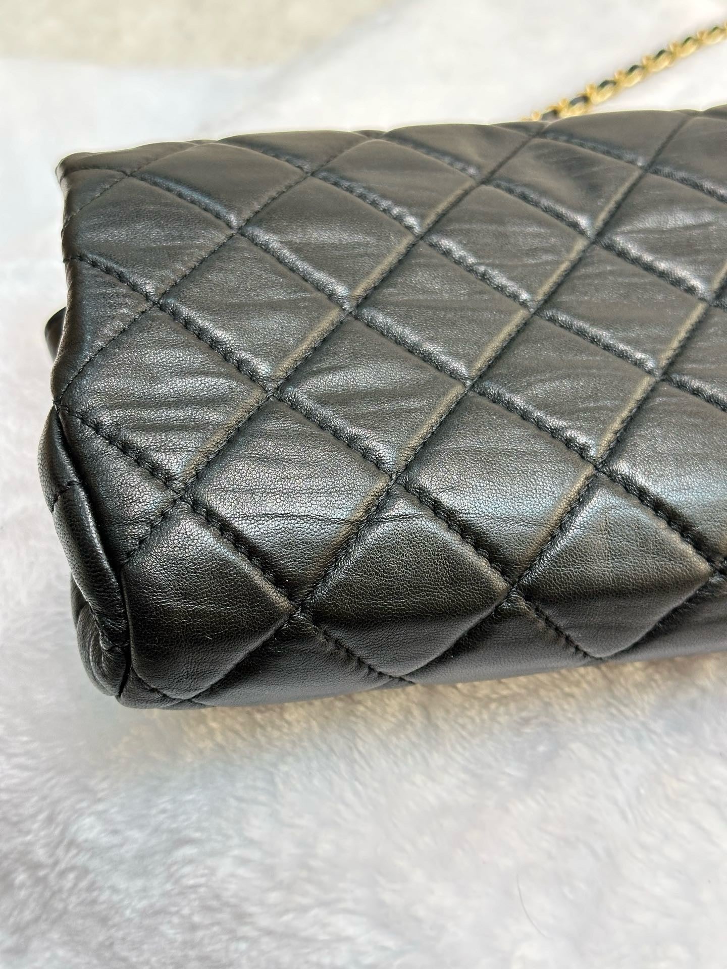 Chanel Small Black Quilted Lambskin Chain Flap GHW