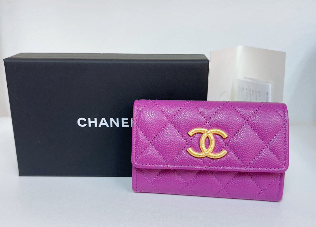 Chanel Card Holder Flag Bag 23B Purple