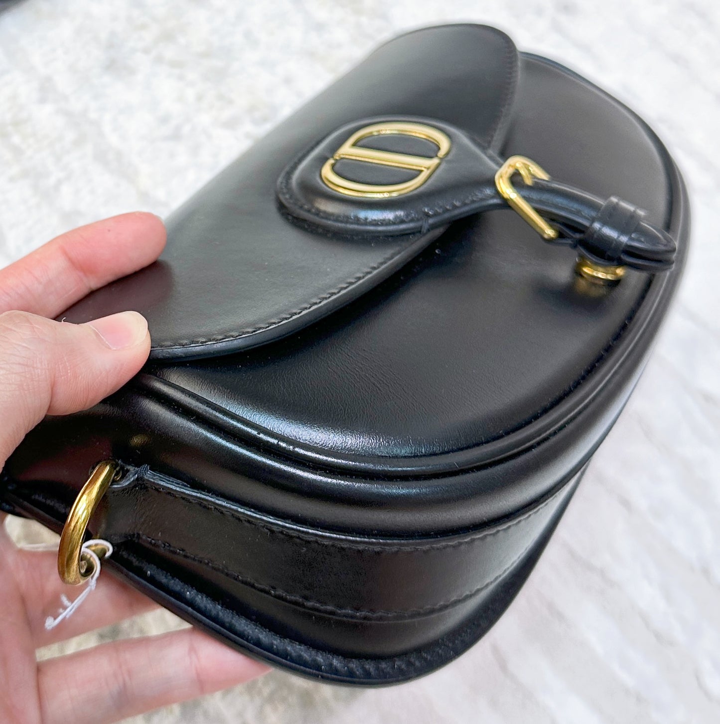 CHRISTIAN DIOR Box Calfskin East West Bobby Bag Black