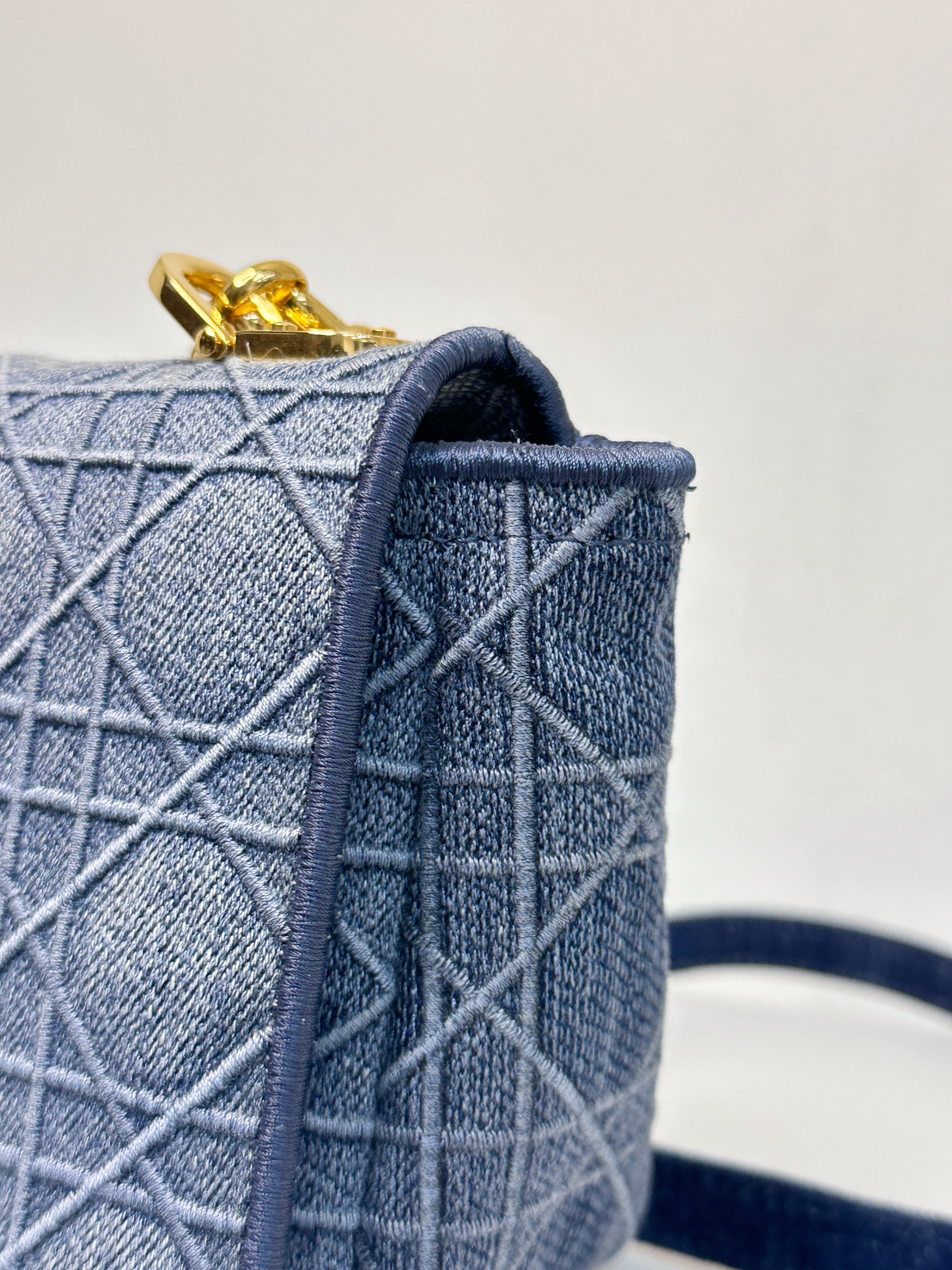 Christian Dior Denim Cannage Small Caro Bag Blue