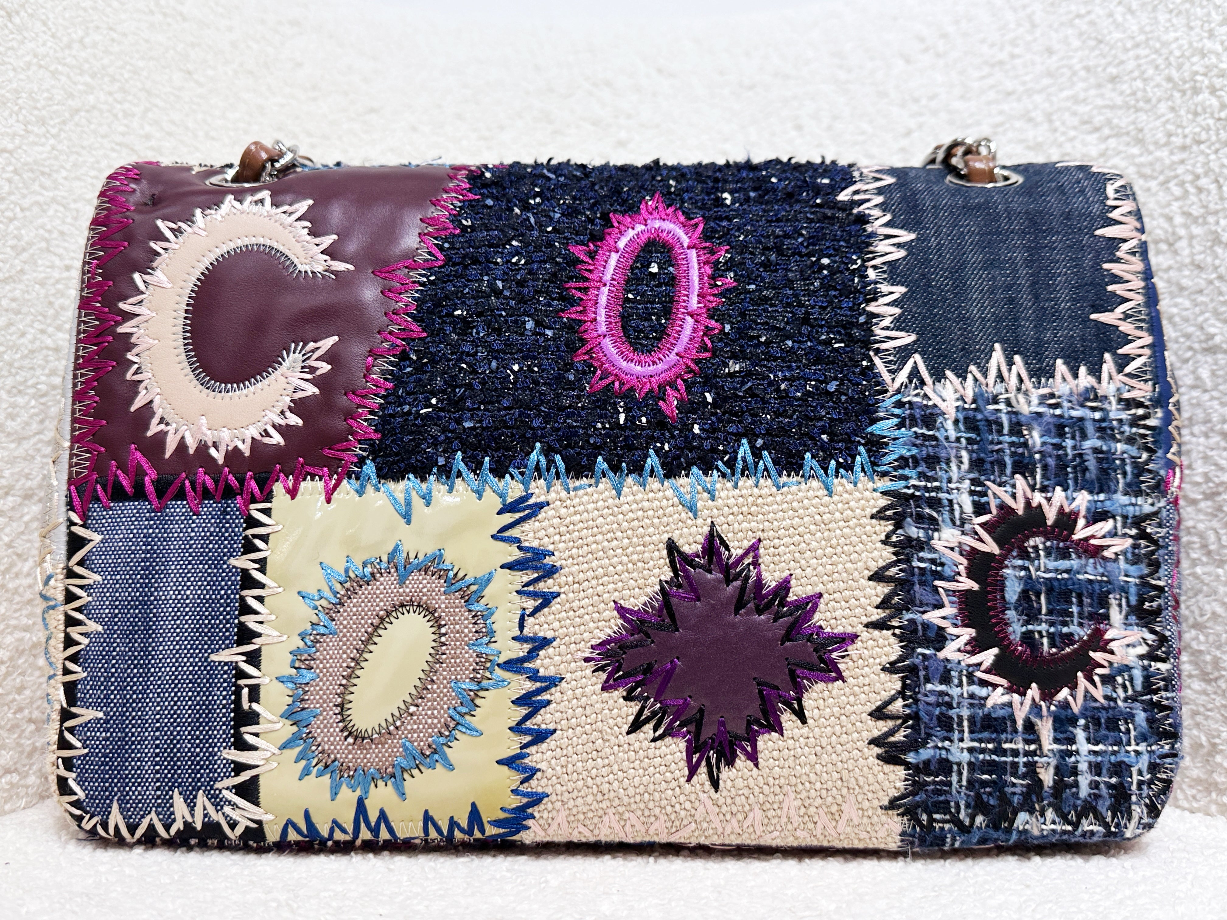 CHANEL TIMELESS PATCHWORK MULTICOLOR JUMBO SINGLE FLAP BAG 1600 holo card