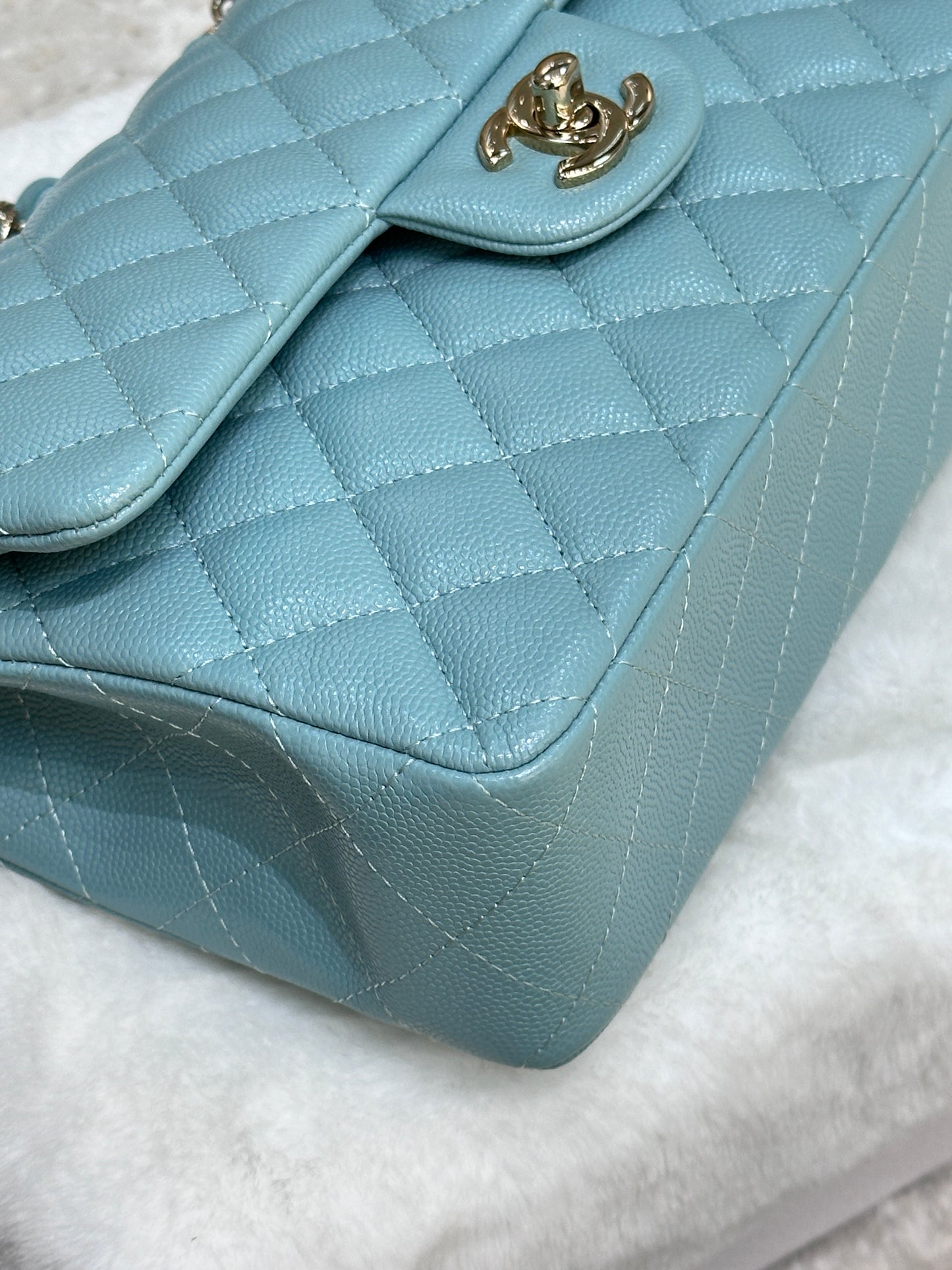 Chanel 20C Small Classic Double Flap Tiffany Blue Caviar GHW