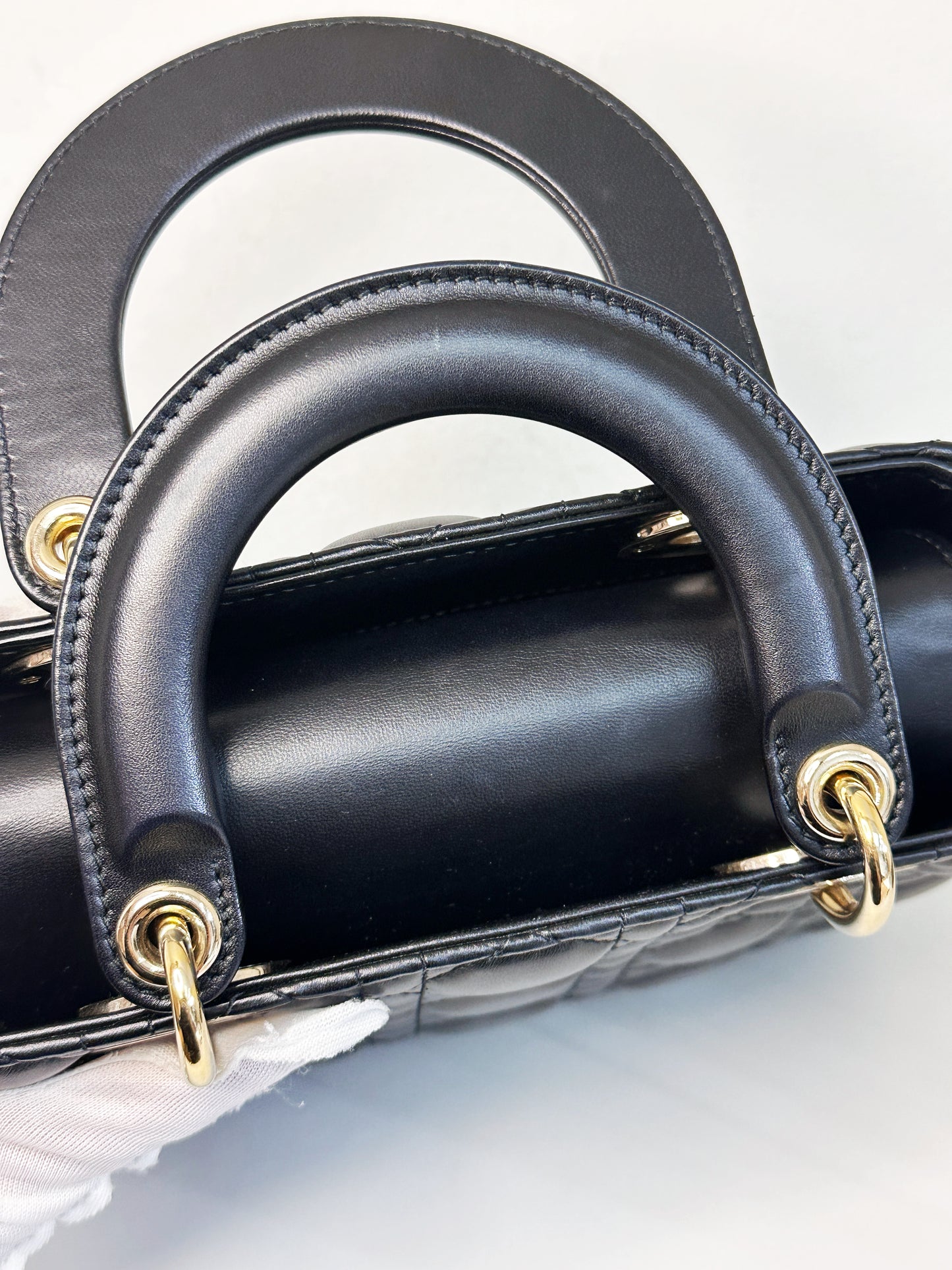 CHRISTIAN DIOR Lambskin Cannage Small My ABCDior Lady Dior Black GHW