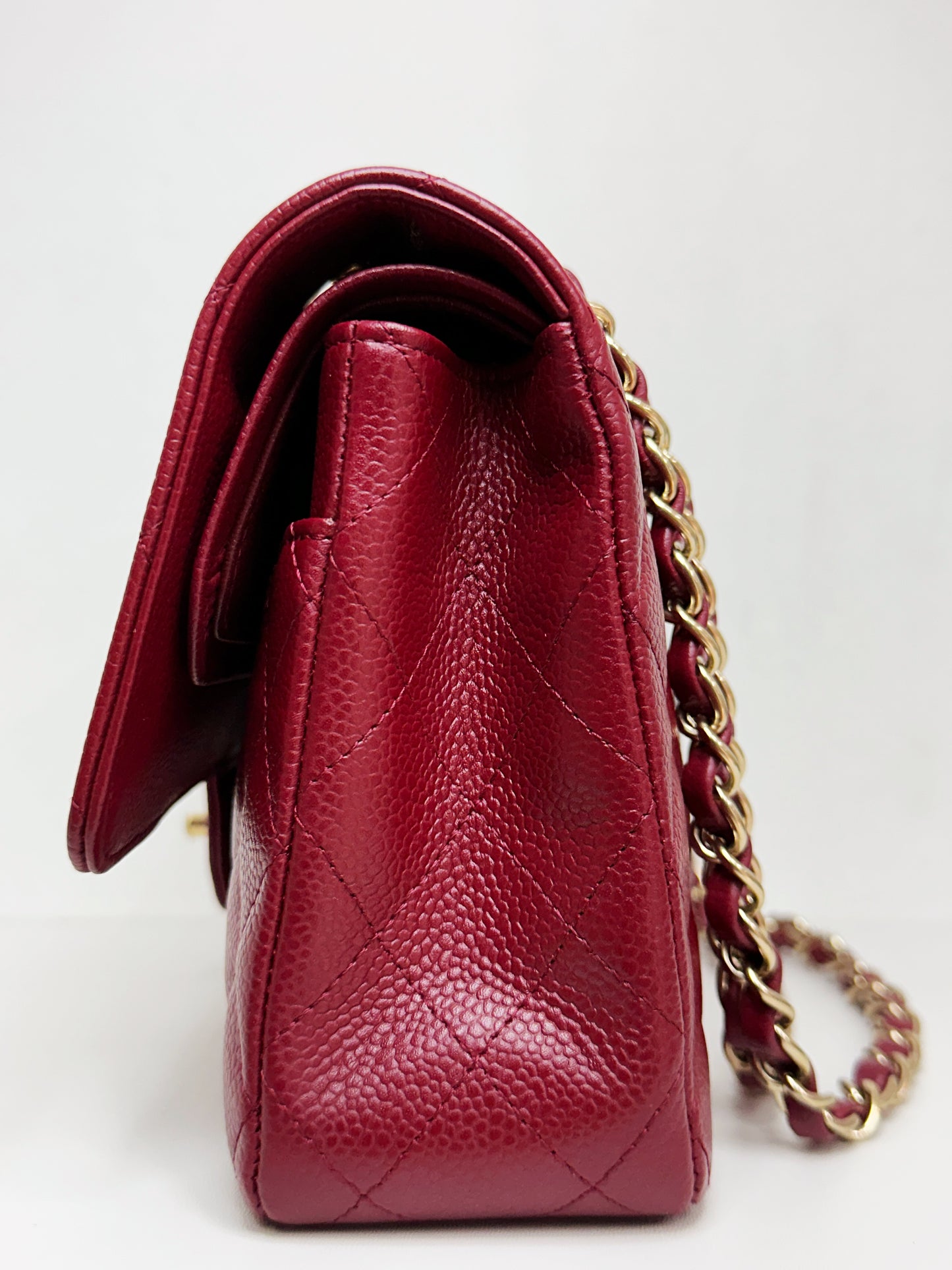 Chanel Caviar Classic Quilted Medium Double Flap Bordeaux Bag 1307 holo card