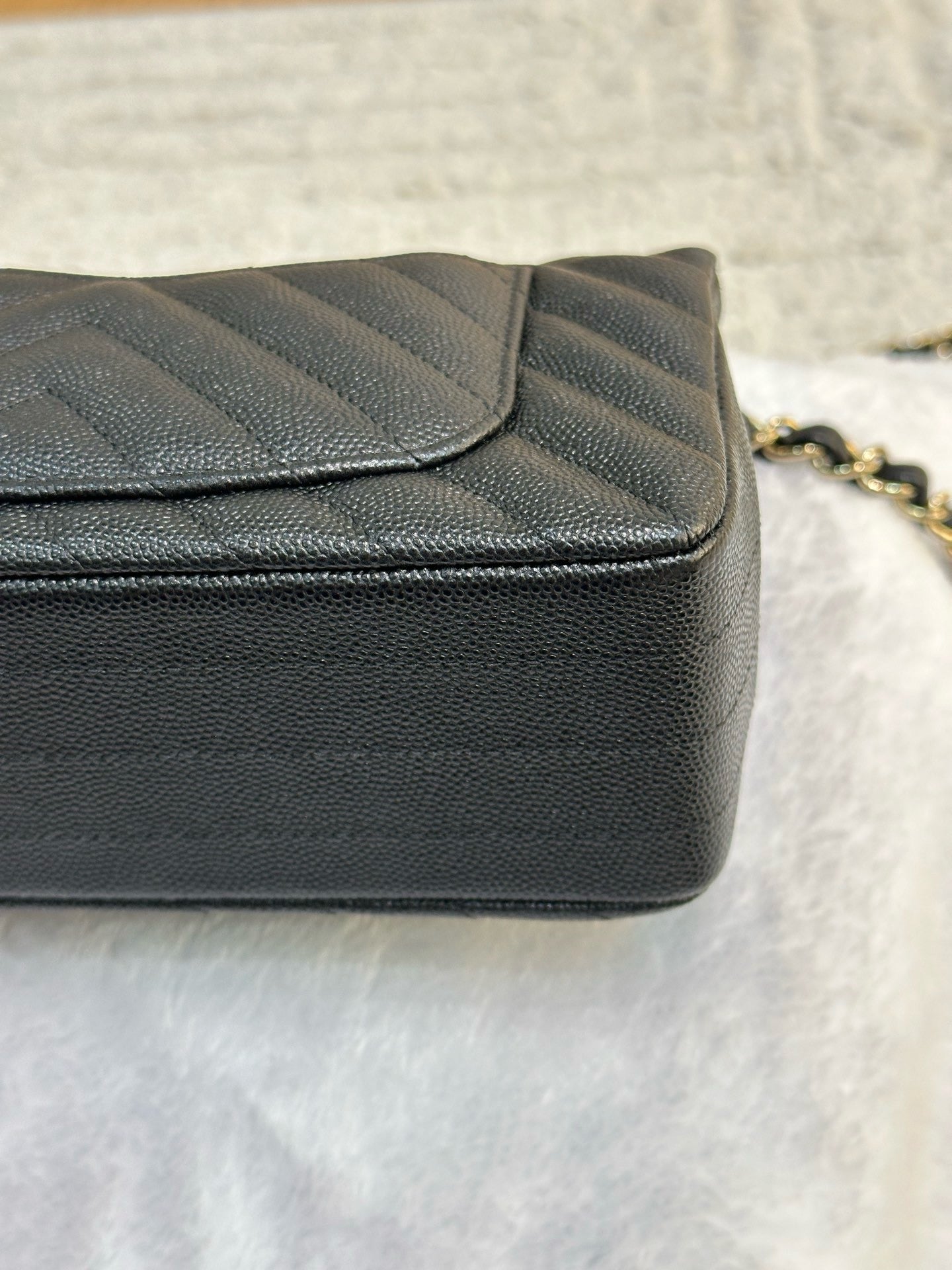 Chanel Mini Chevron Caviar Flap Bag Black GHW