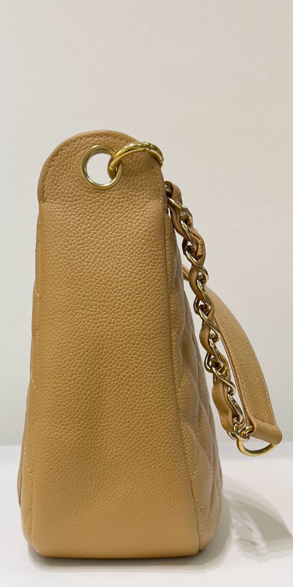 Chanel Caviar Leather Shoulder Bag Beige GHW