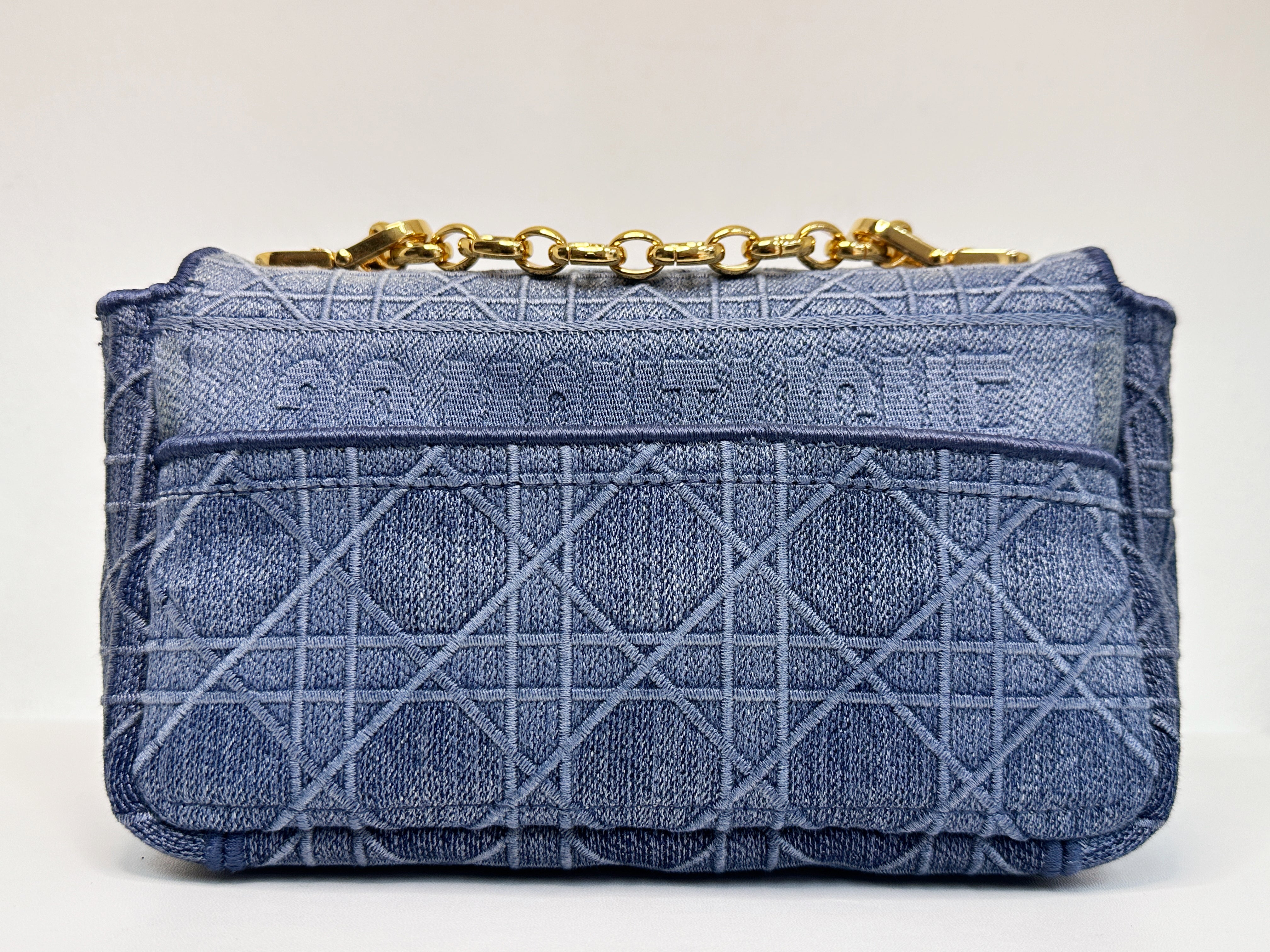 Christian Dior Denim Cannage Small Caro Bag Blue