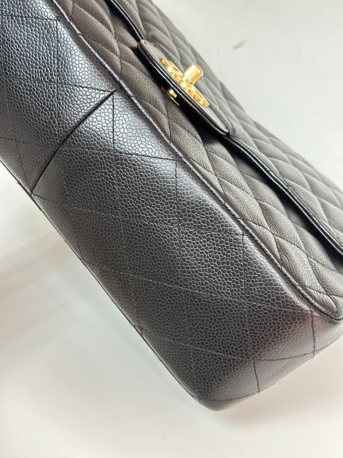 Chanel Jumbo Classic Single Flap Caviar Leather Black 1249 holo