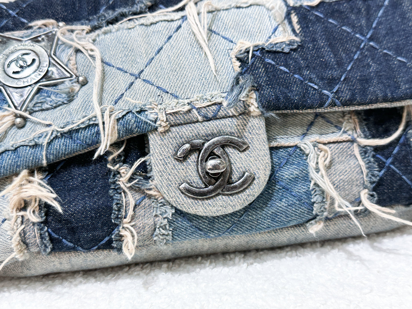 Chanel Blue Denim Paris Dallas Flap Bag Aged Silver Hardware, 2014