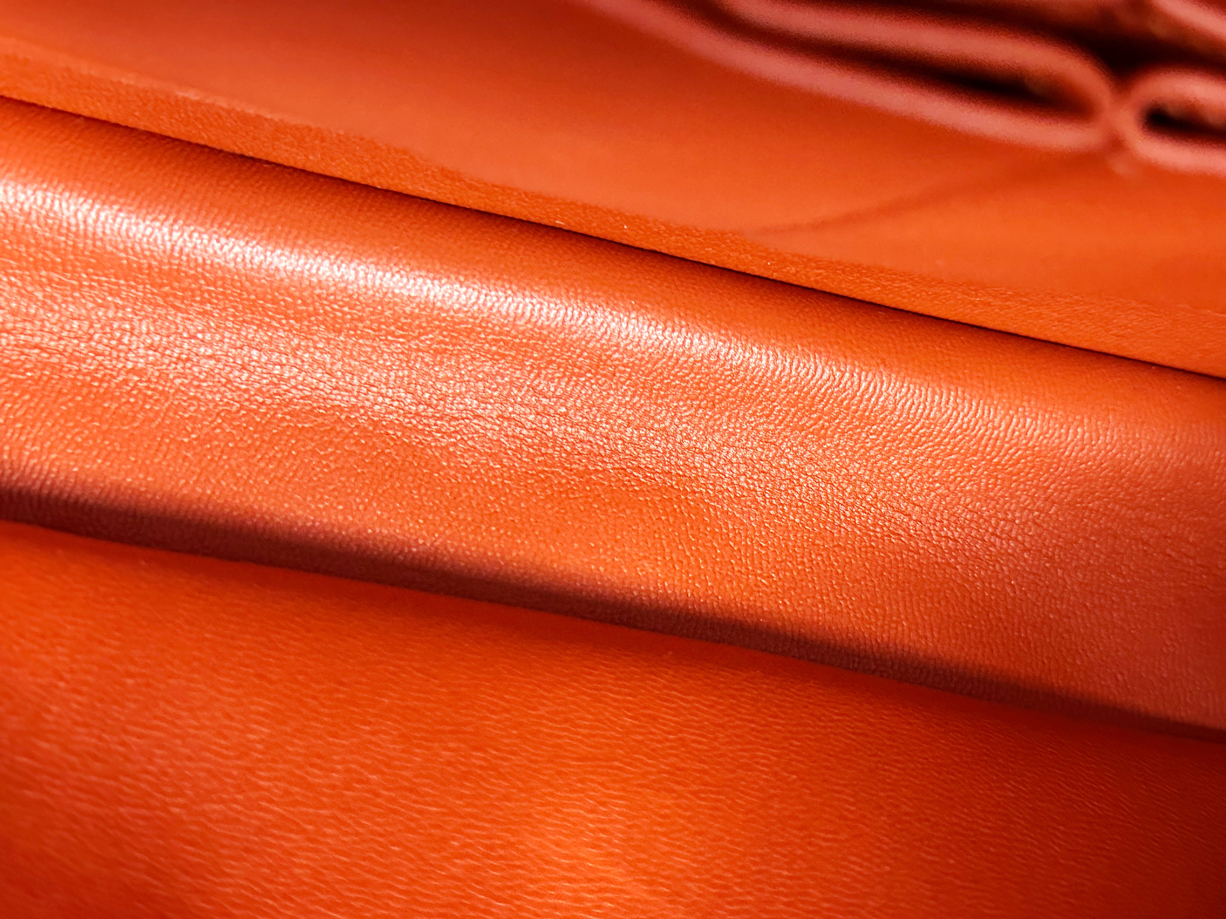 Chanel Tweed Quilted Medium Double Flap Bag Orange Multicolor K9J2 microchip