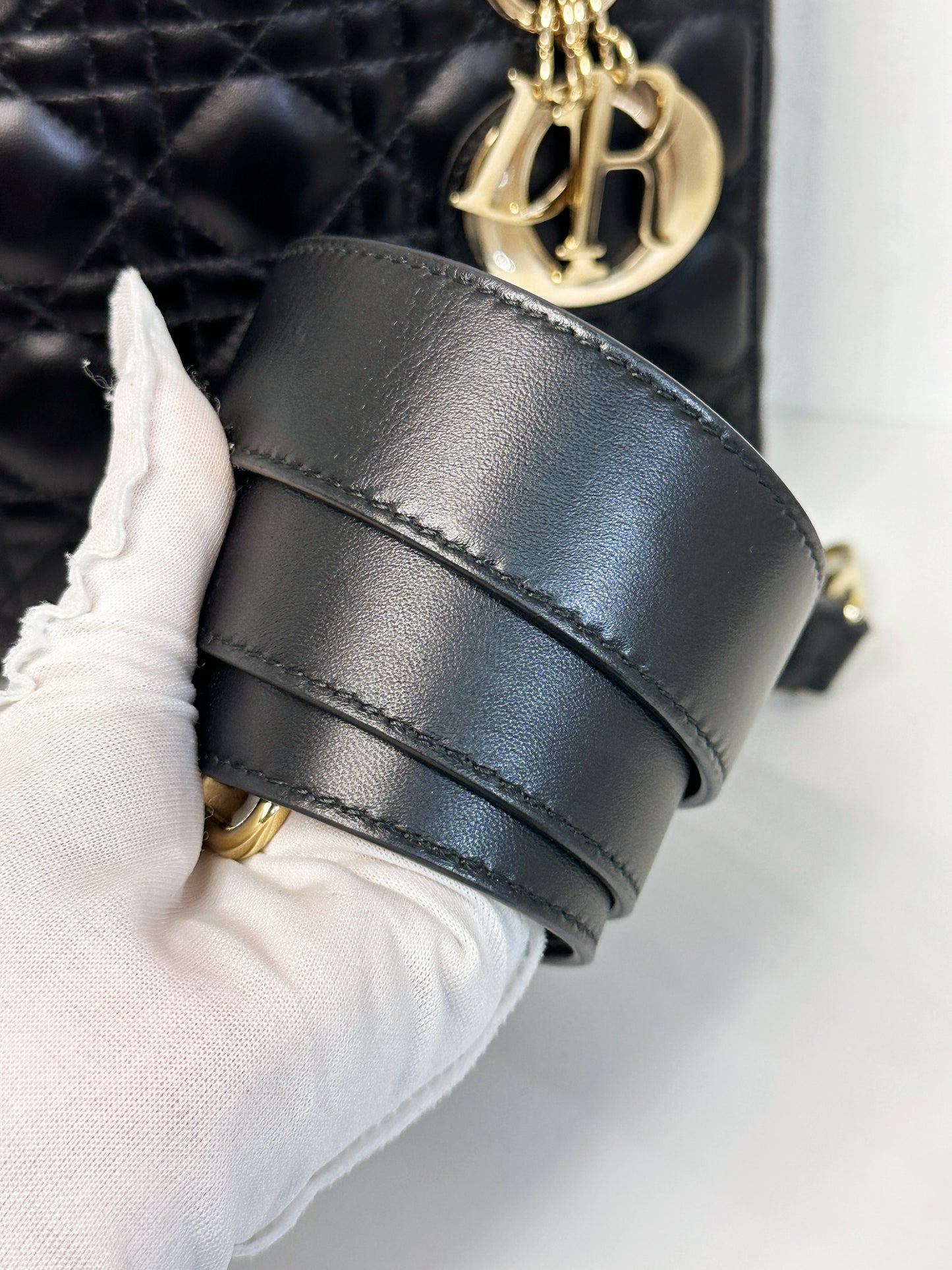 CHRISTIAN DIOR Lambskin Cannage Small My ABCDior Lady Dior Black GHW