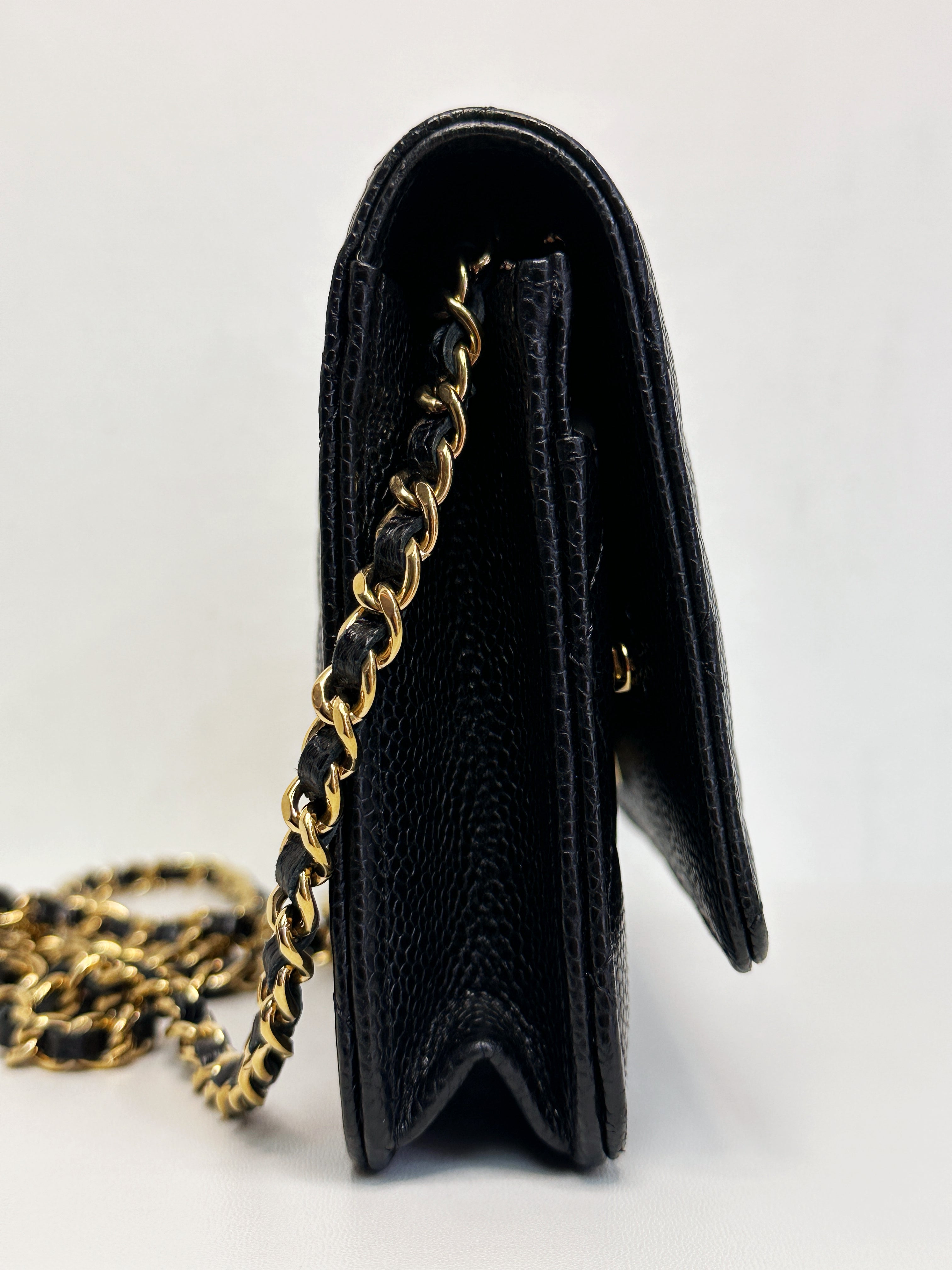 Chanel Classic Wallet on Chain Caviar Black GHW T876 microchip