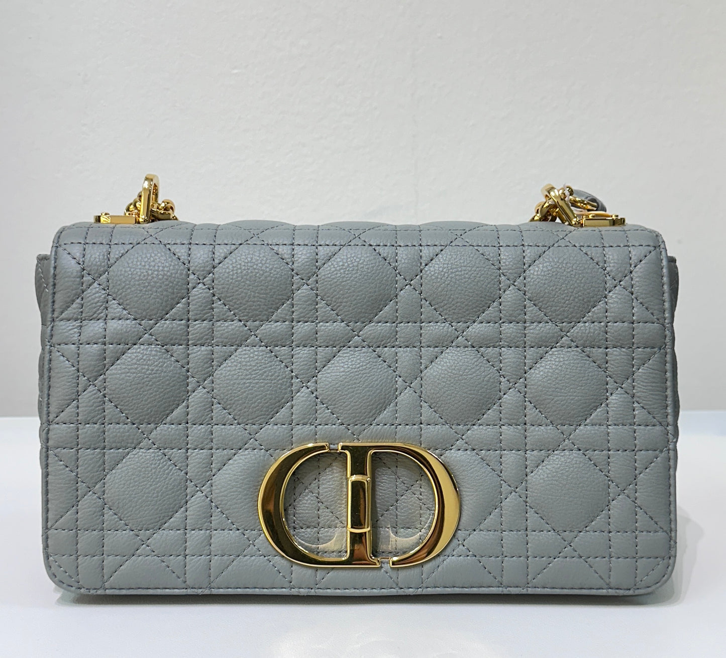 Medium Dior Caro Bag Stone Gray Supple Cannage Calfskin