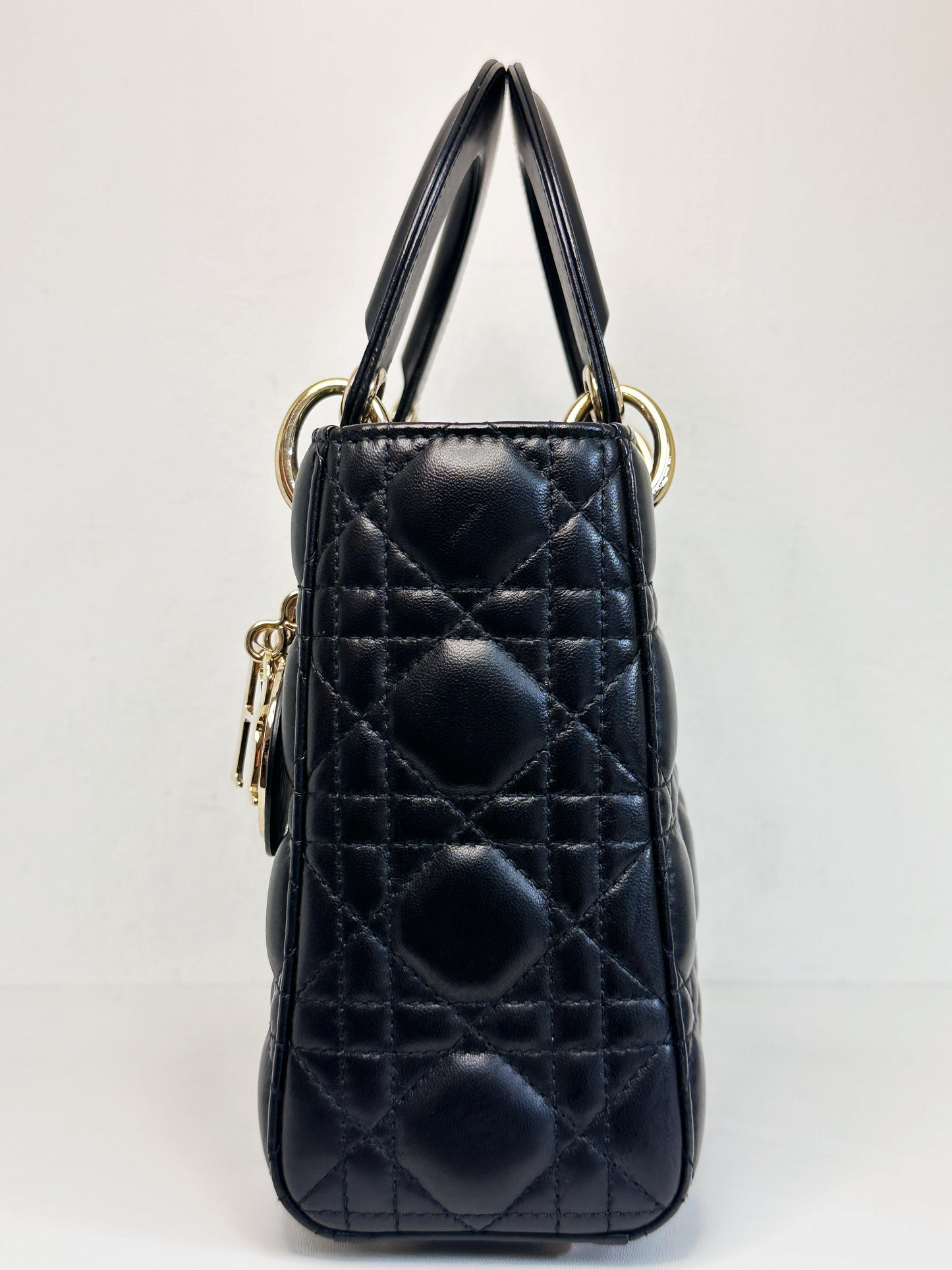 CHRISTIAN DIOR Lambskin Cannage Small My ABCDior Lady Dior Black GHW