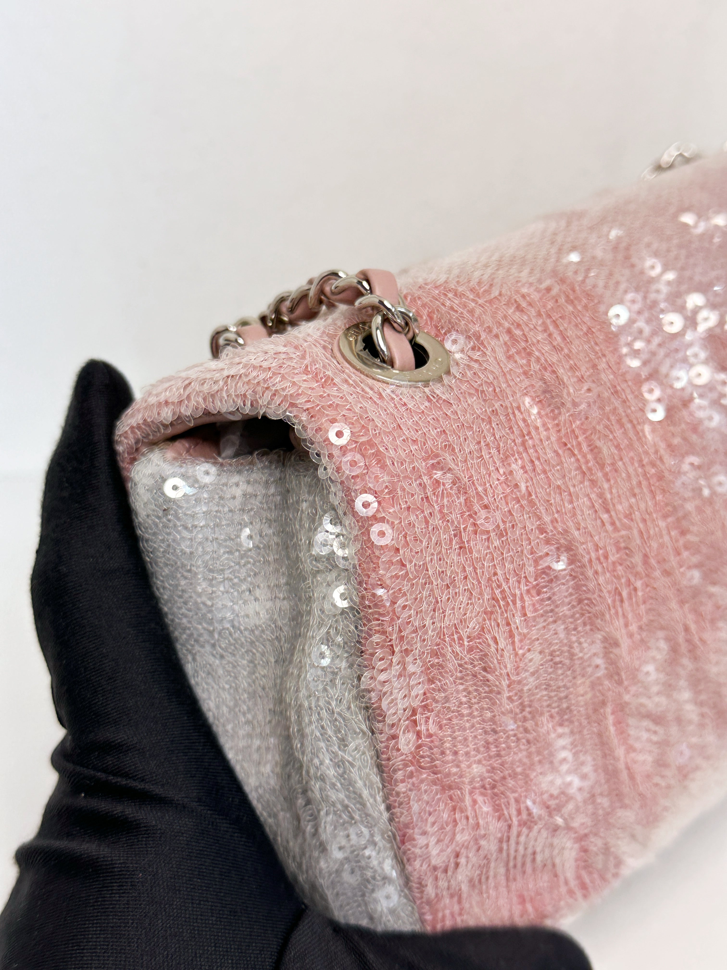 Chanel 18S Sequin Mini Waterfall Flap Pink Blue Yellow 2557 holo card