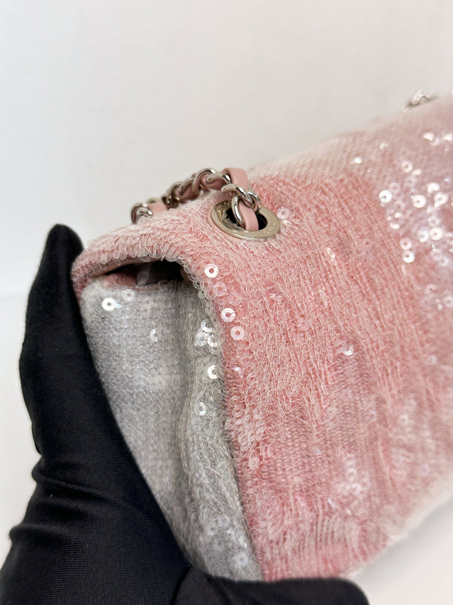 Chanel 18S Sequin Mini Waterfall Flap Pink Blue Yellow 2557 holo card