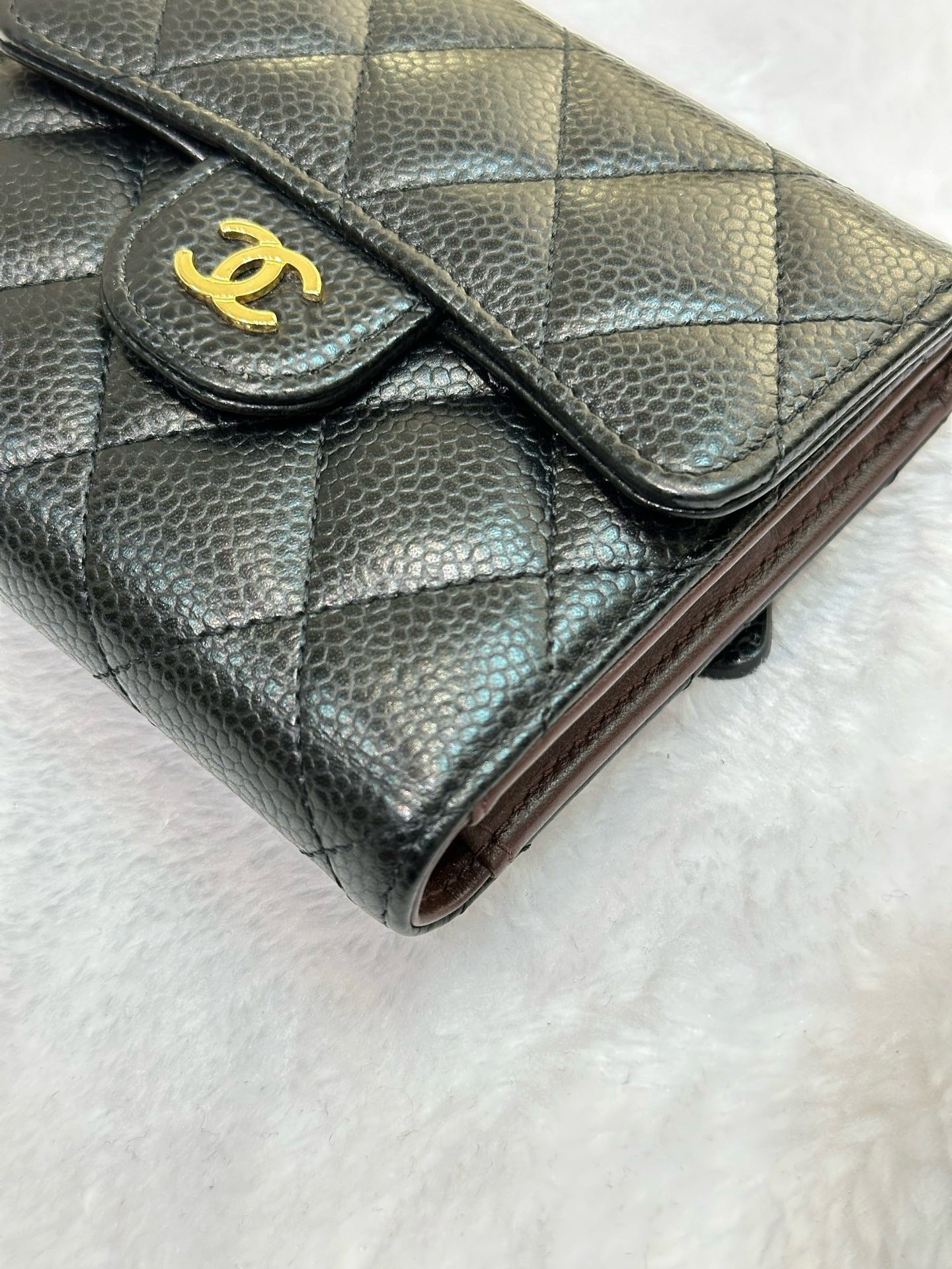 Chanel Flap Wallet Black Caviar GHW GPT tag